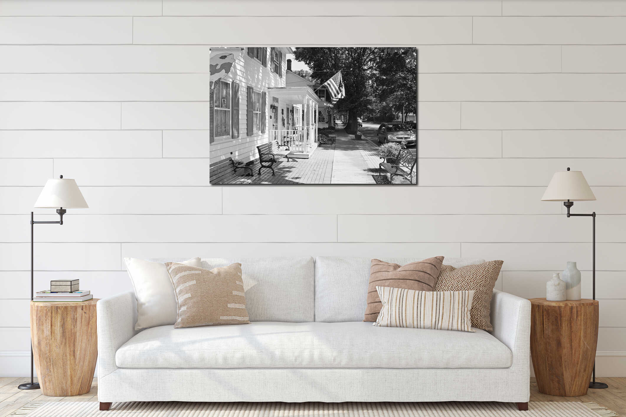 Canvas hanging interior mockup