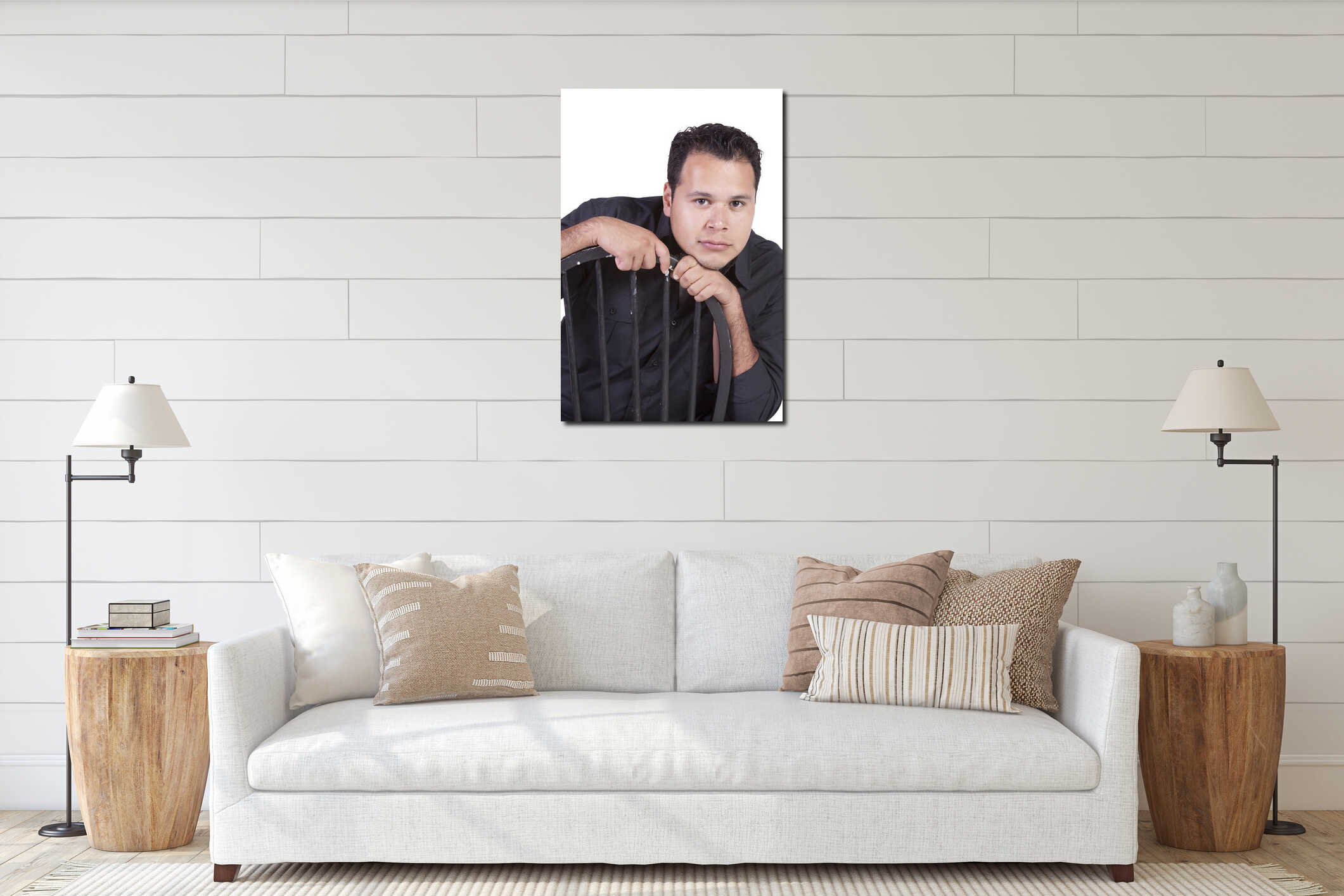 Canvas hanging interior mockup