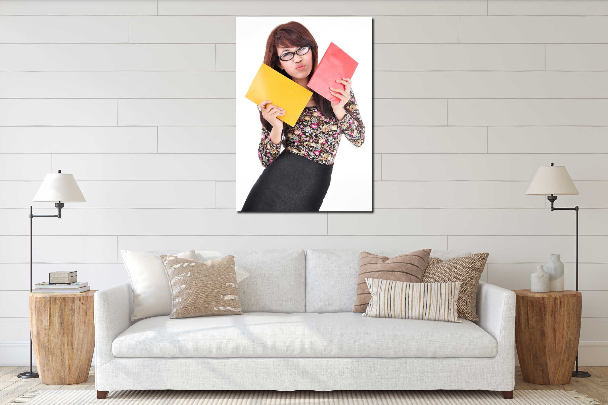 Canvas hanging interior mockup