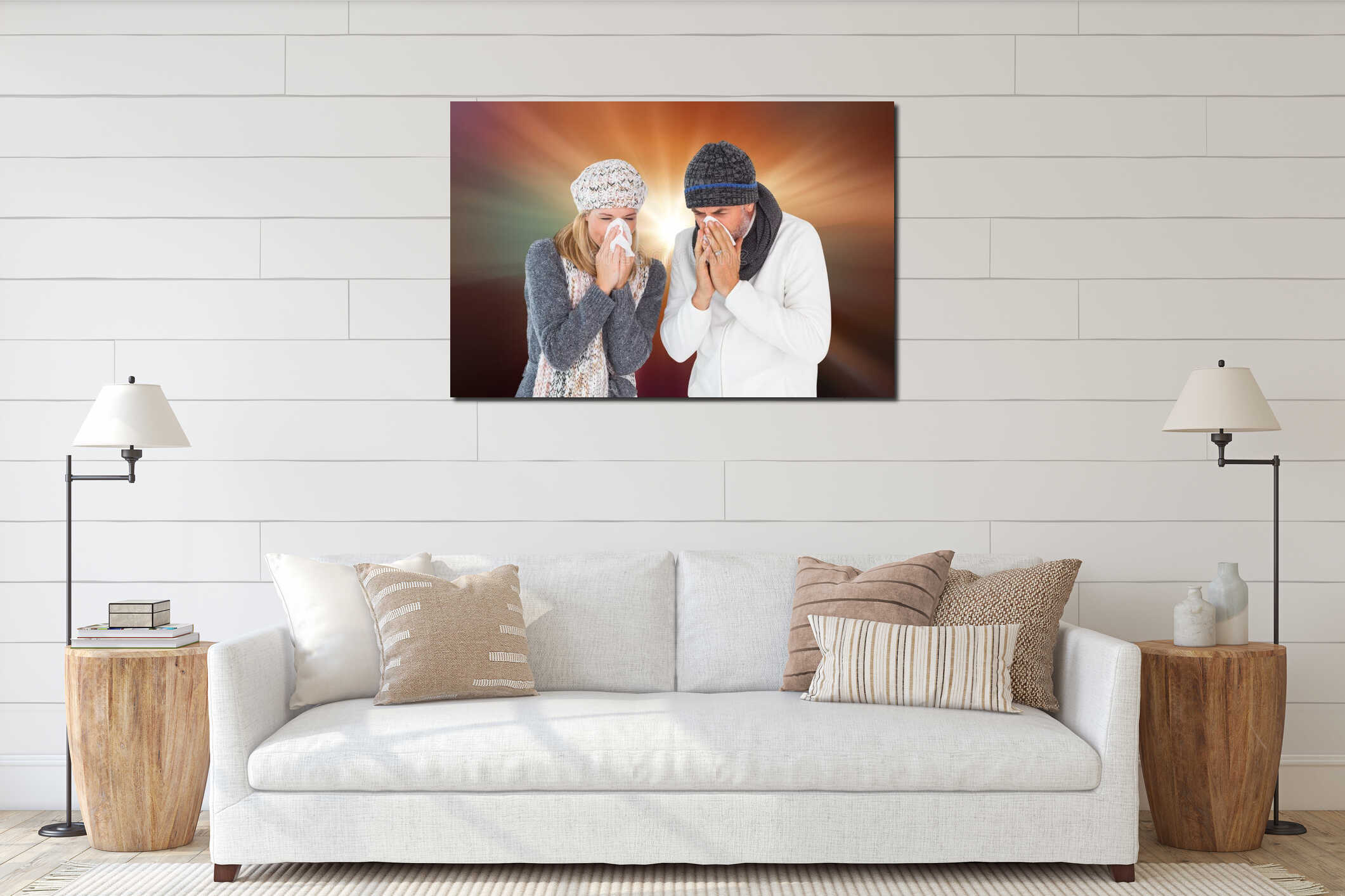 Canvas hanging interior mockup