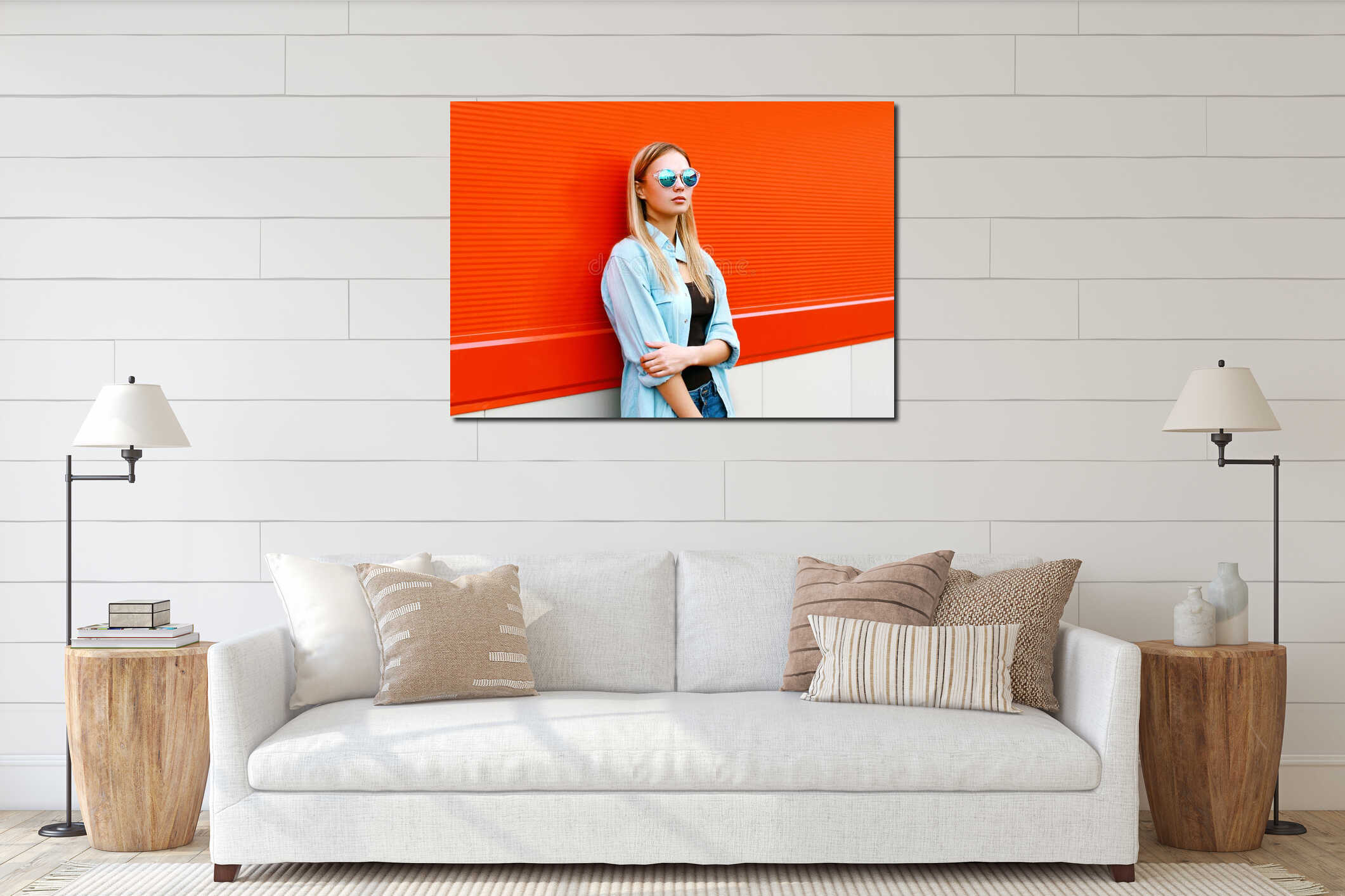 Canvas hanging interior mockup