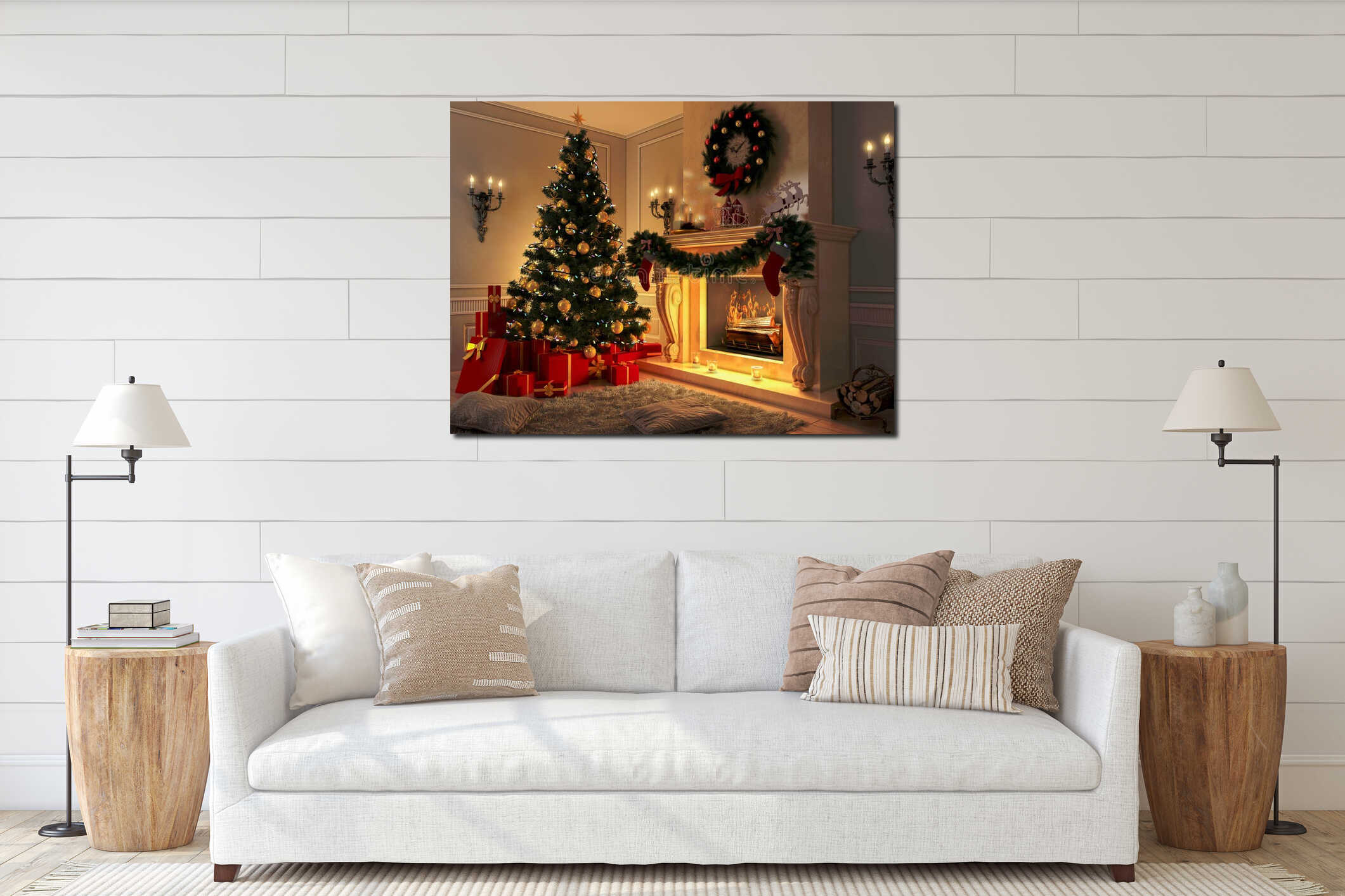 Canvas hanging interior mockup