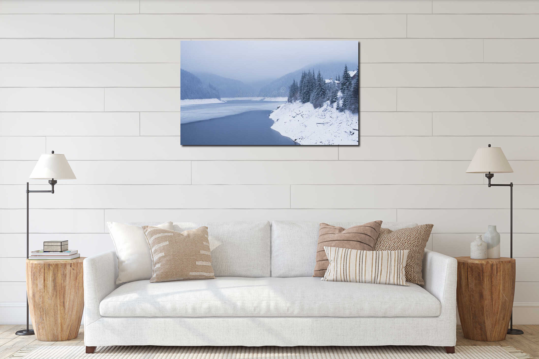 Canvas hanging interior mockup