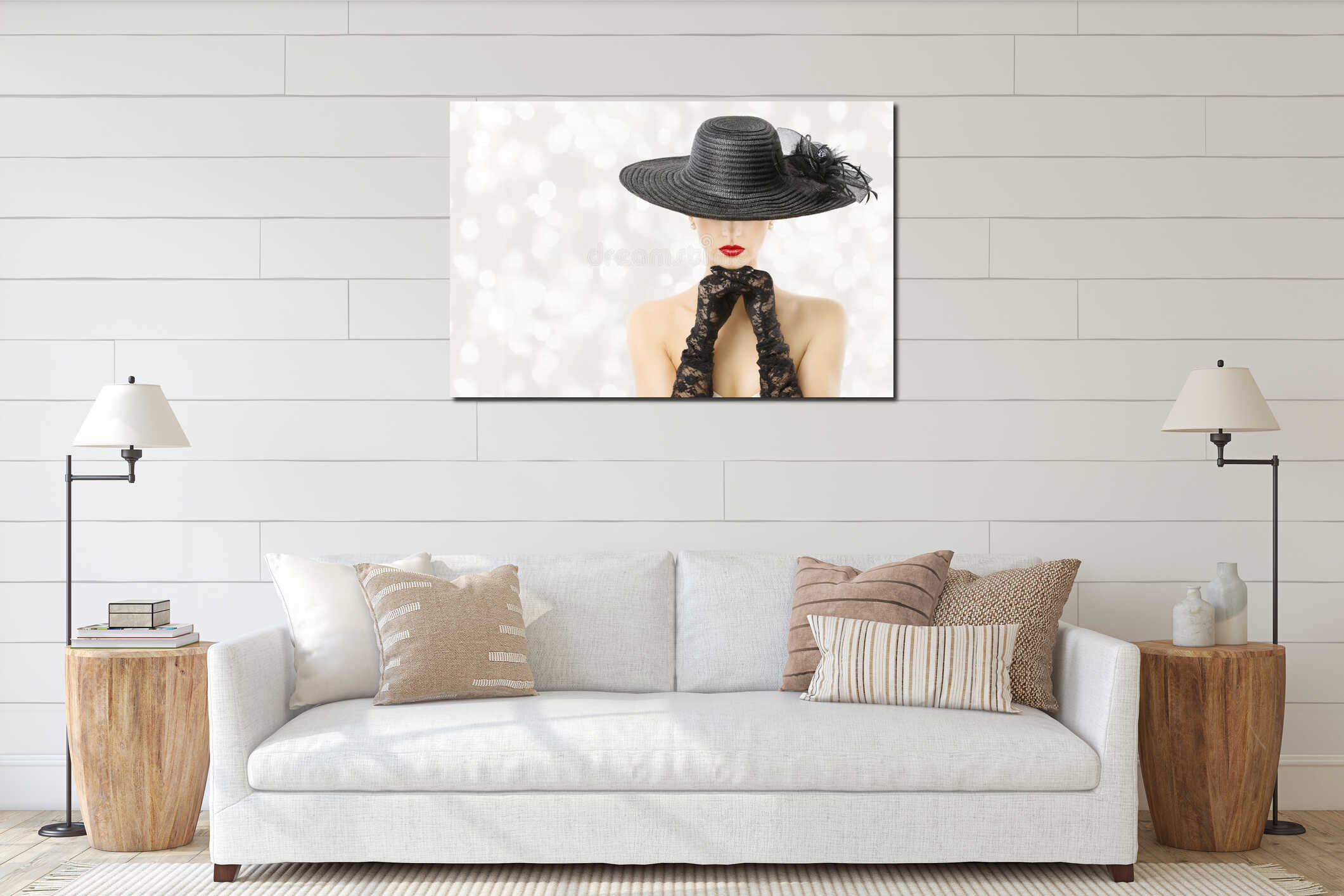 Canvas hanging interior mockup