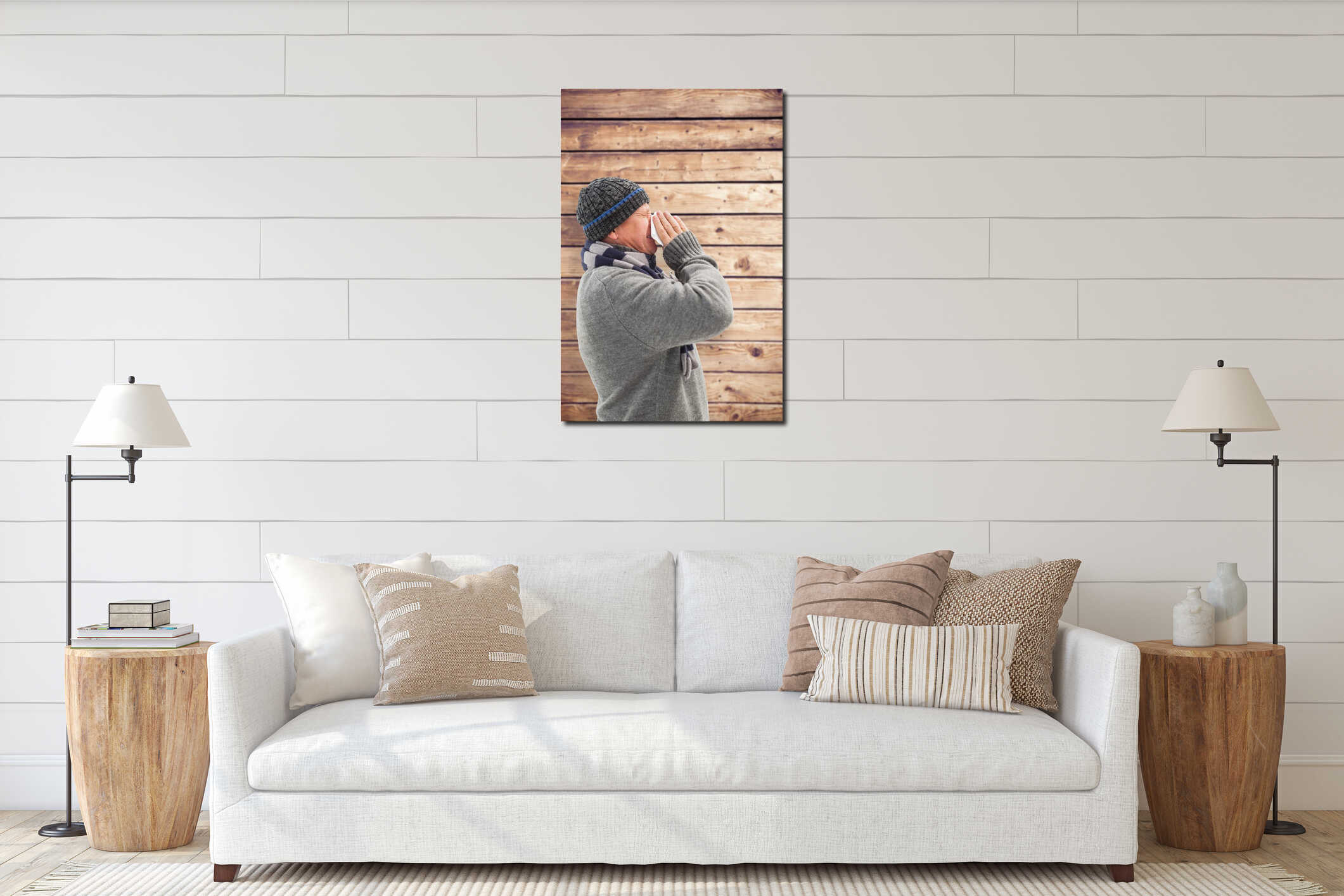 Canvas hanging interior mockup