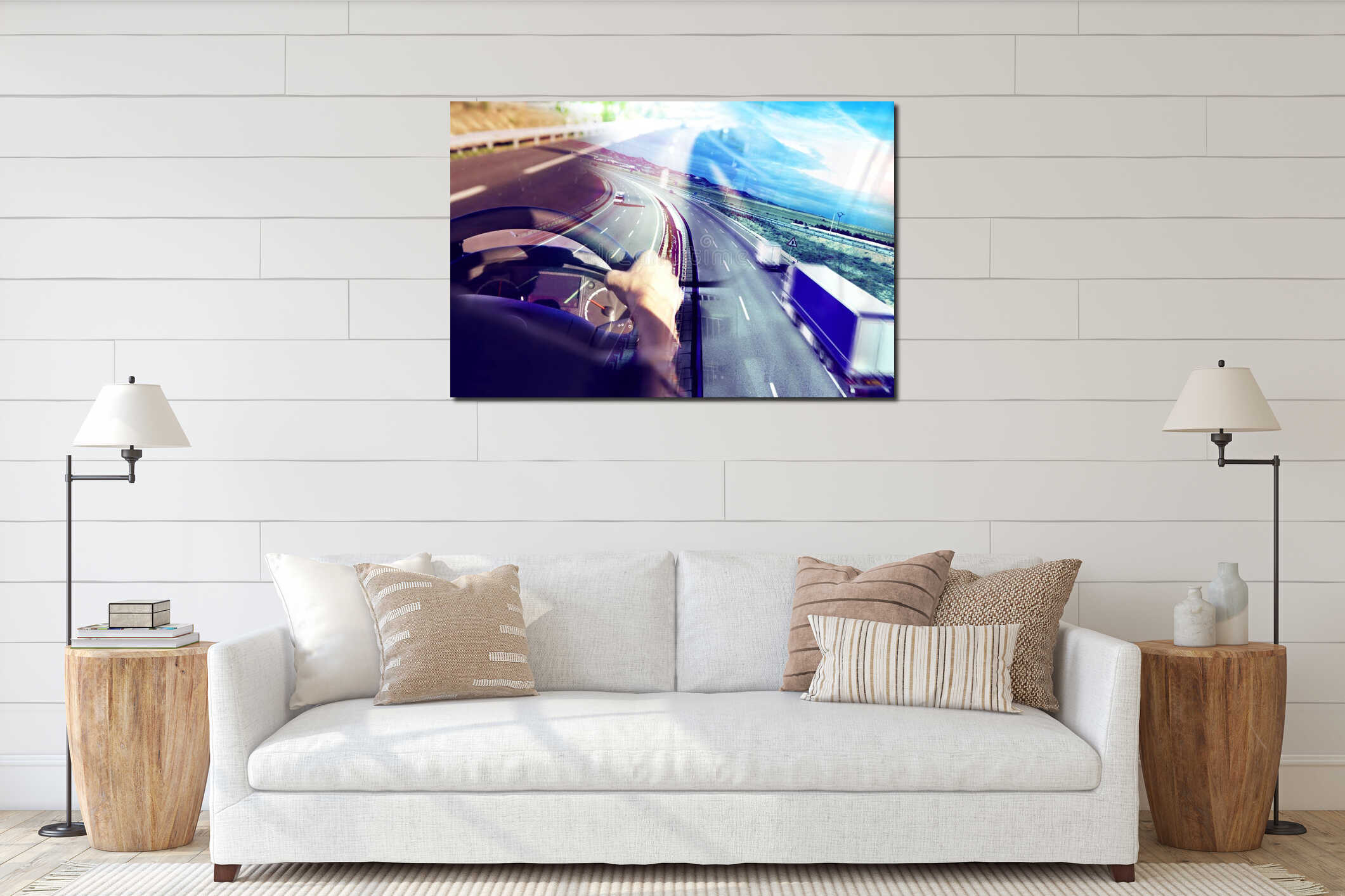 Canvas hanging interior mockup