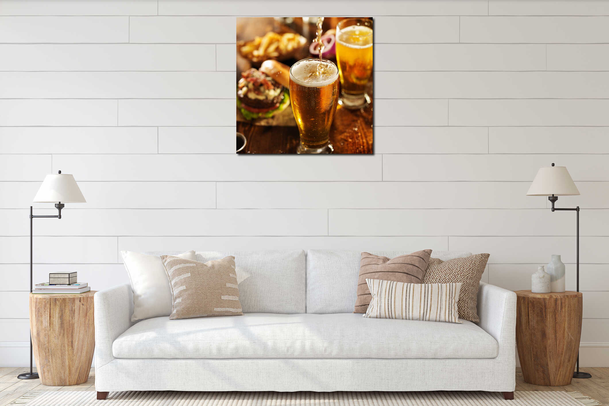 Canvas hanging interior mockup