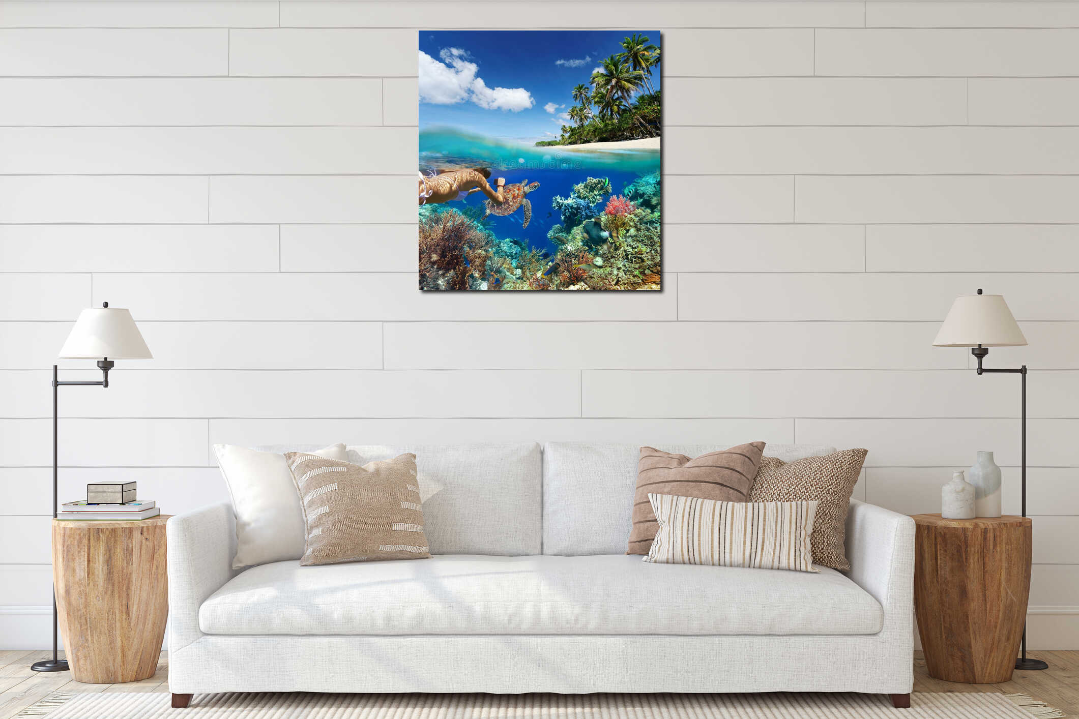 Canvas hanging interior mockup