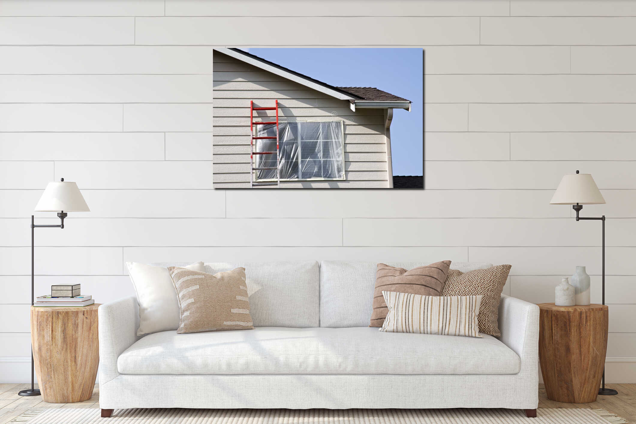 Canvas hanging interior mockup