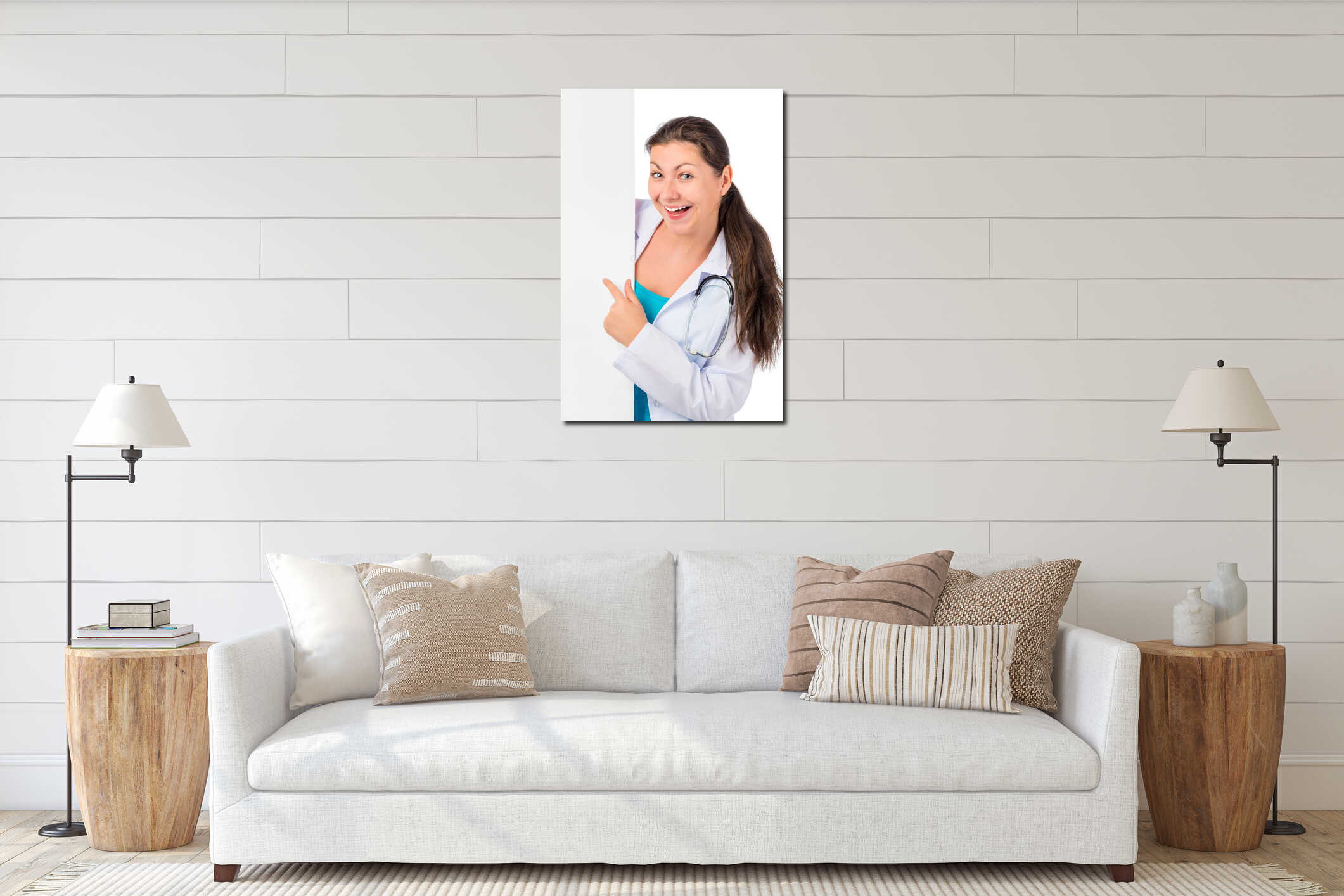 Canvas hanging interior mockup