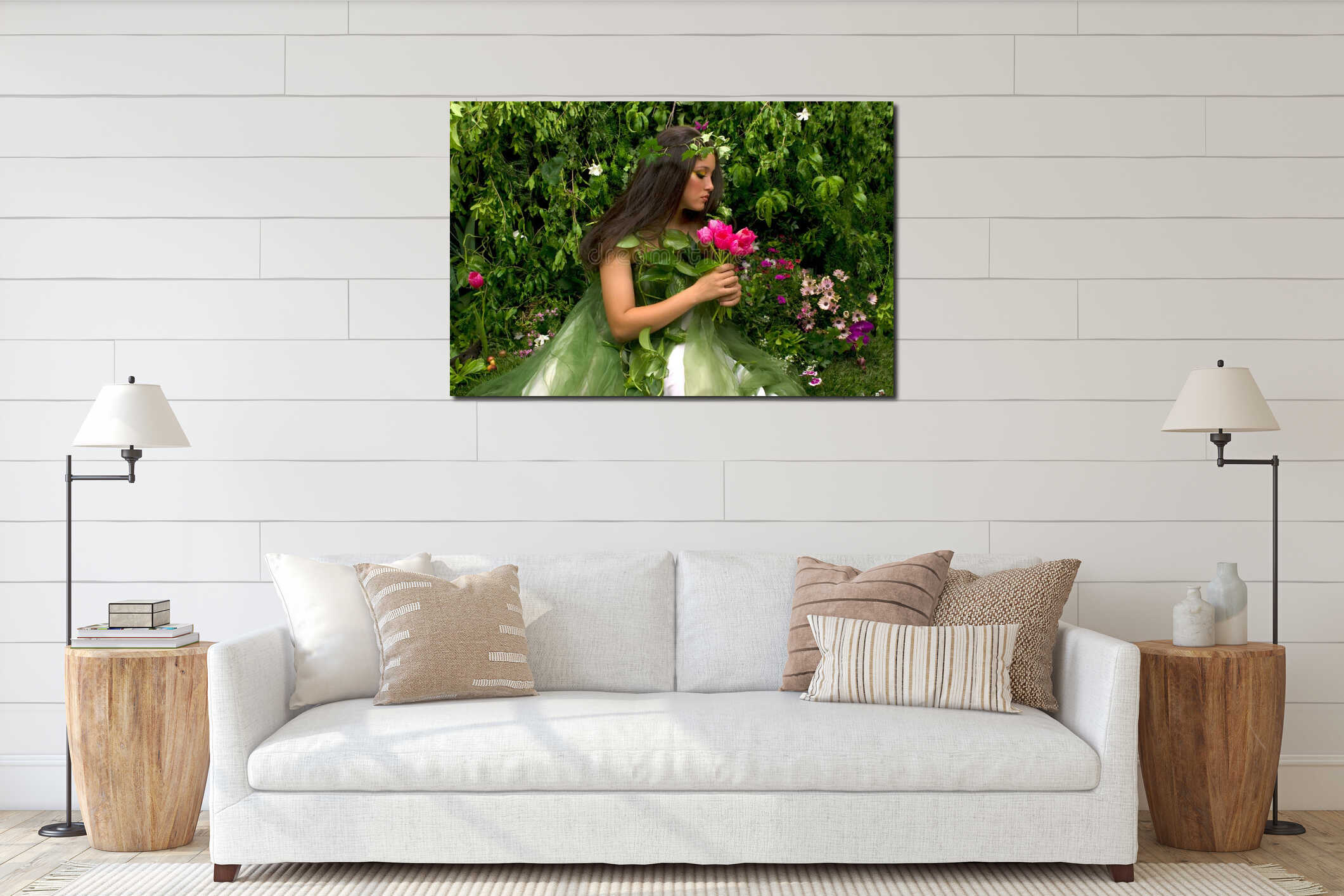 Canvas hanging interior mockup