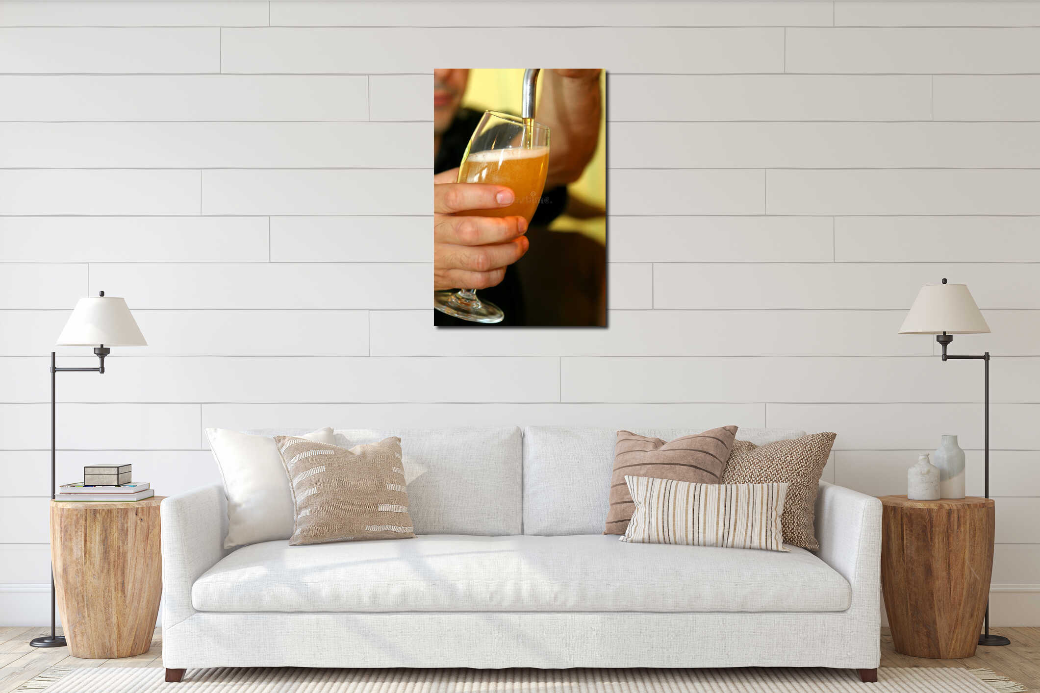Canvas hanging interior mockup