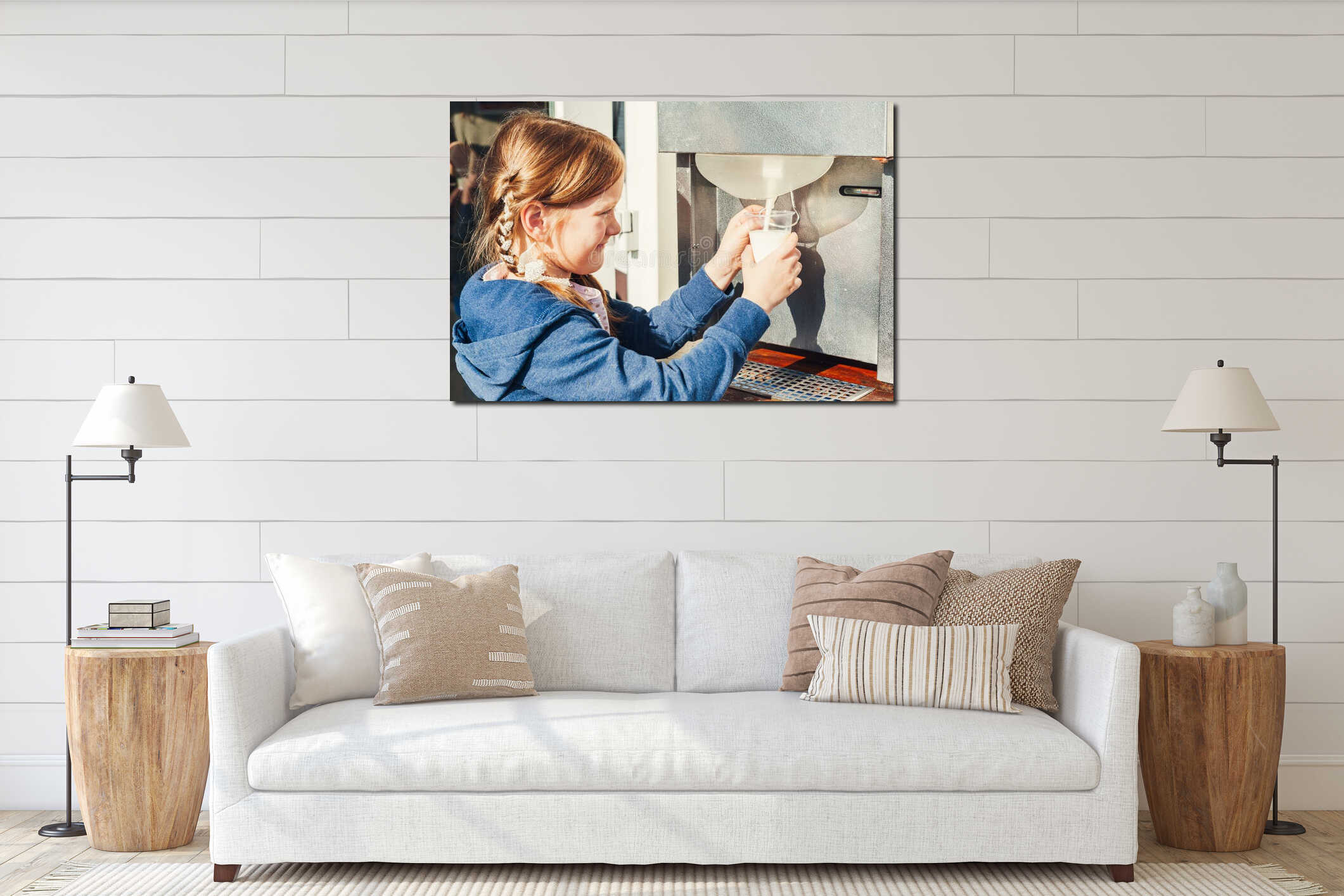 Canvas hanging interior mockup