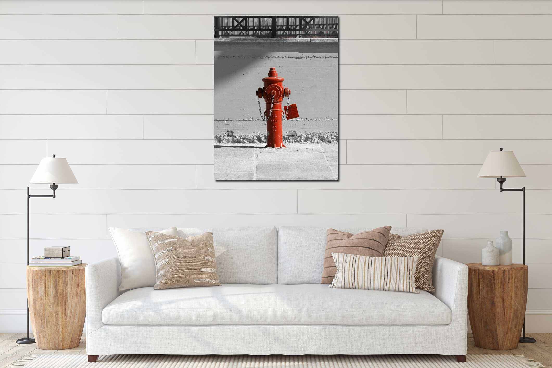 Canvas hanging interior mockup