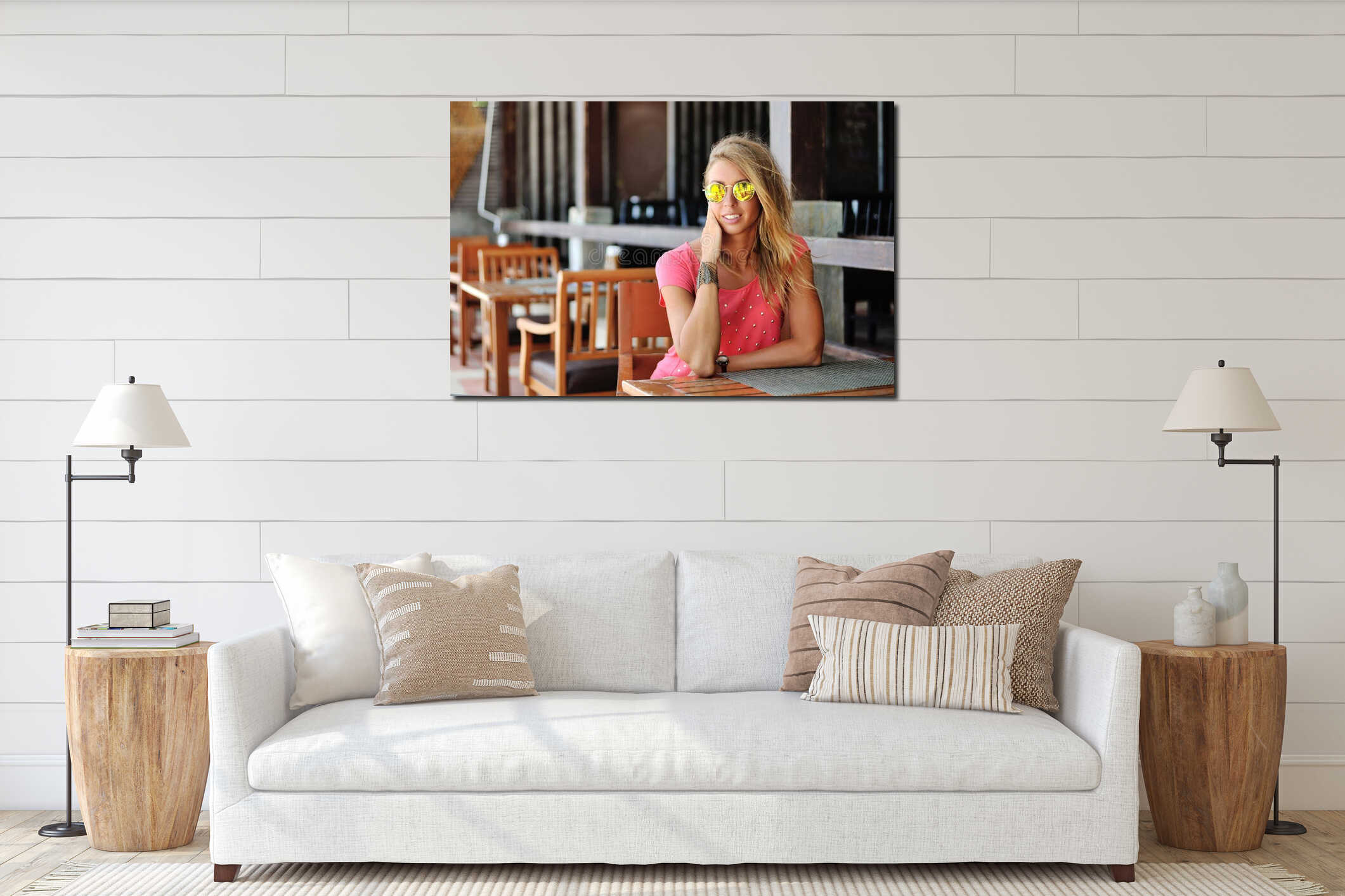 Canvas hanging interior mockup