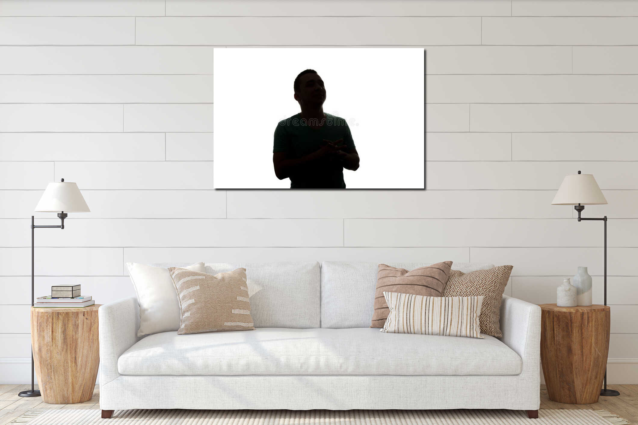 Canvas hanging interior mockup