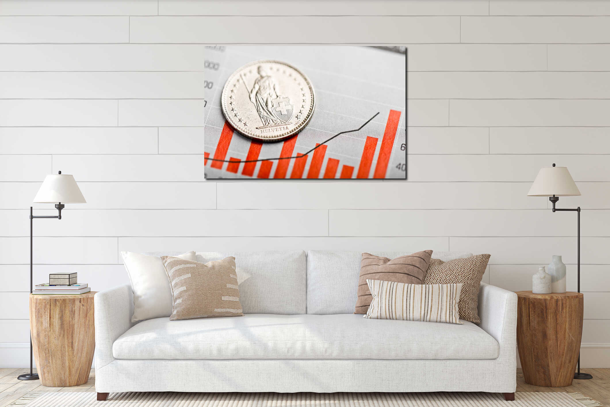 Canvas hanging interior mockup