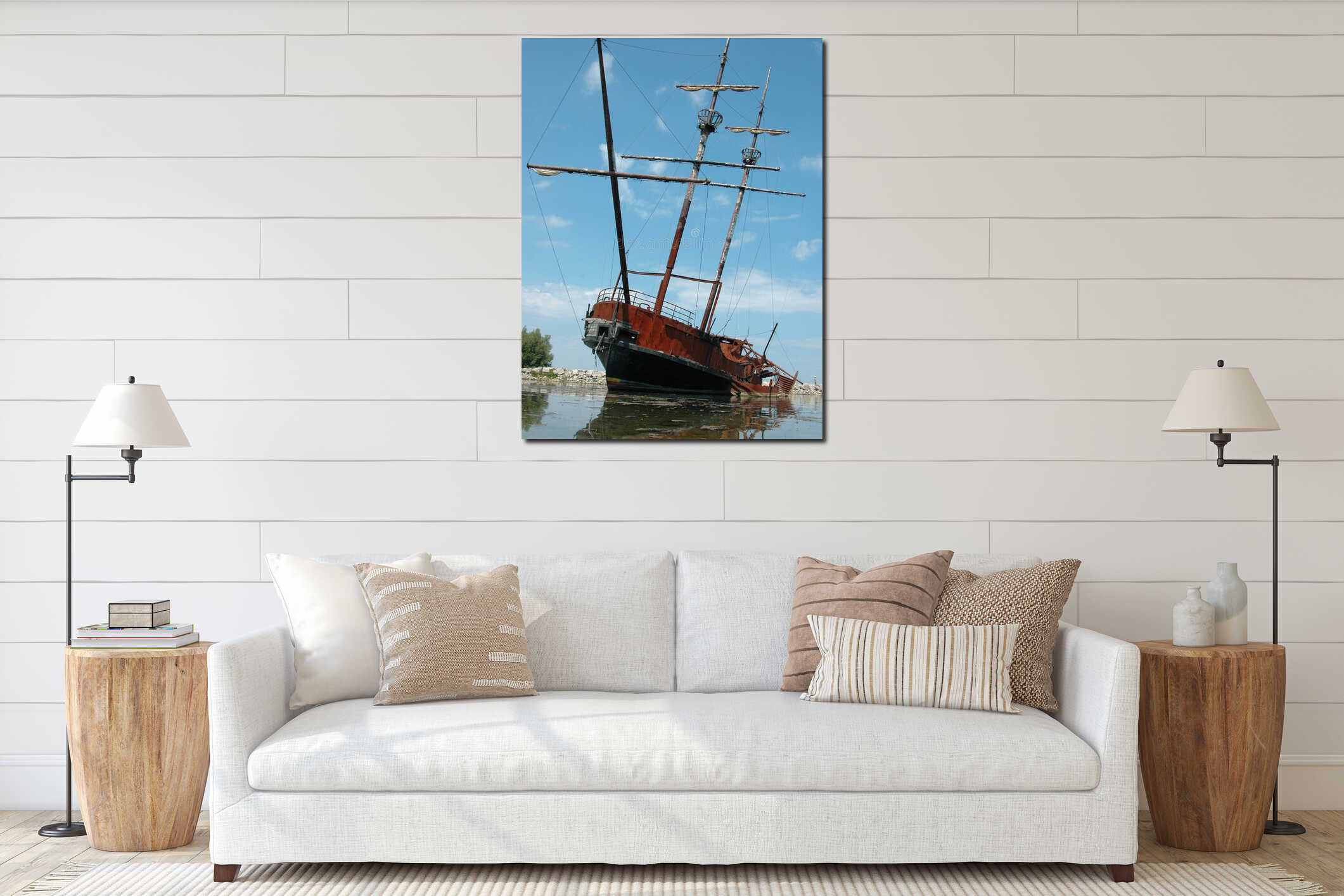 Canvas hanging interior mockup