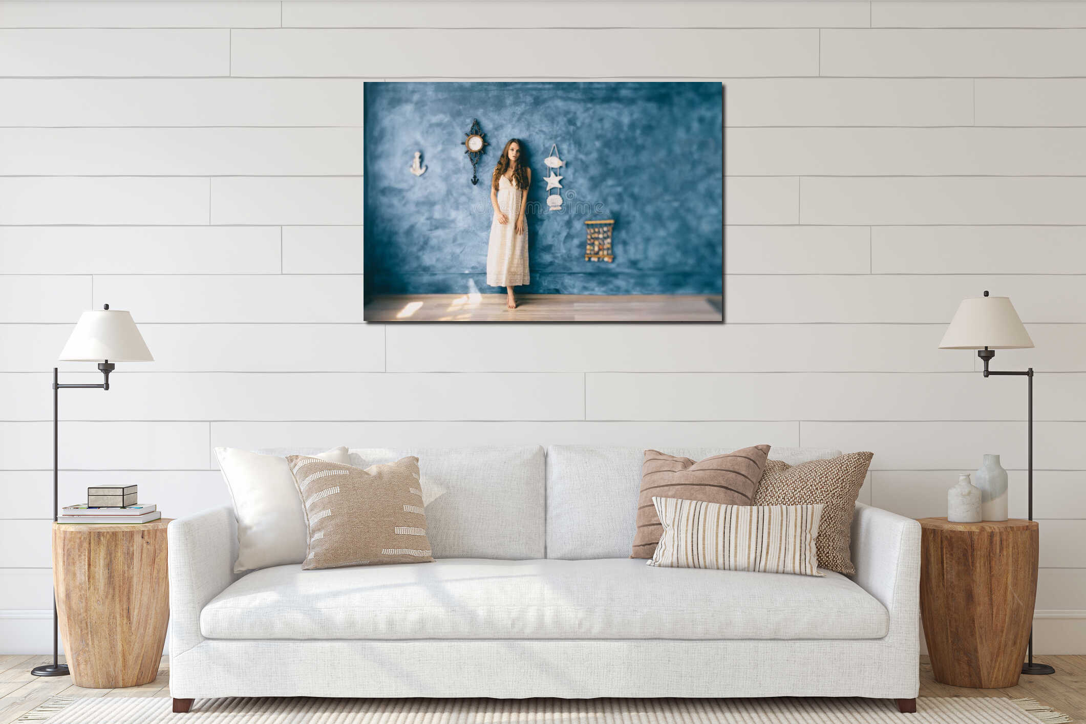 Canvas hanging interior mockup