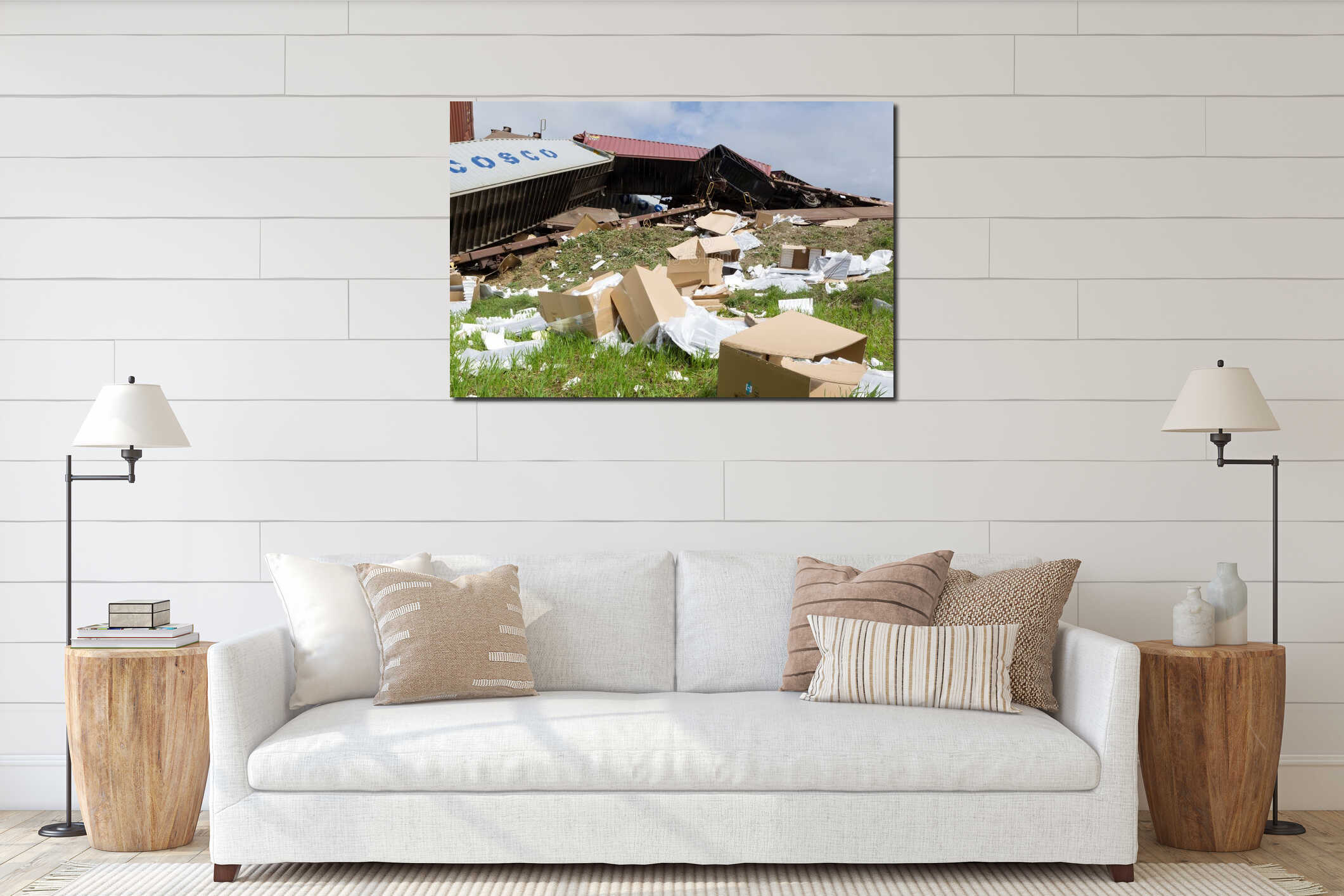 Canvas hanging interior mockup