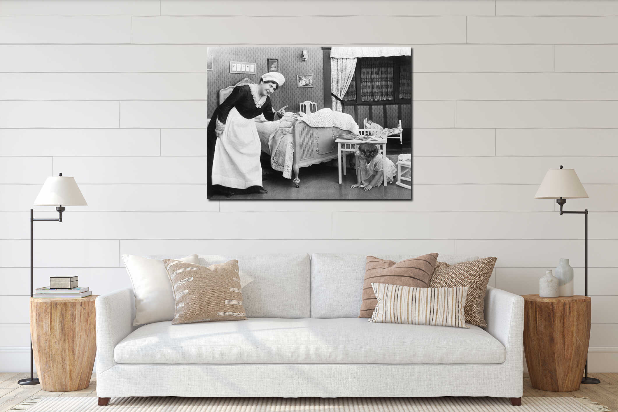 Canvas hanging interior mockup