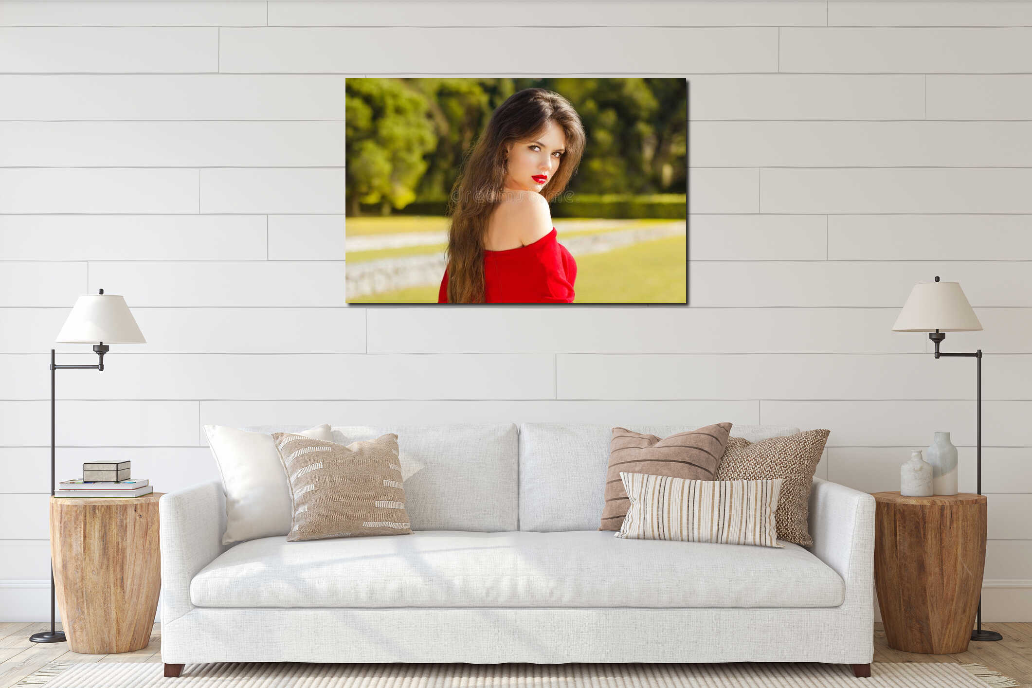 Canvas hanging interior mockup