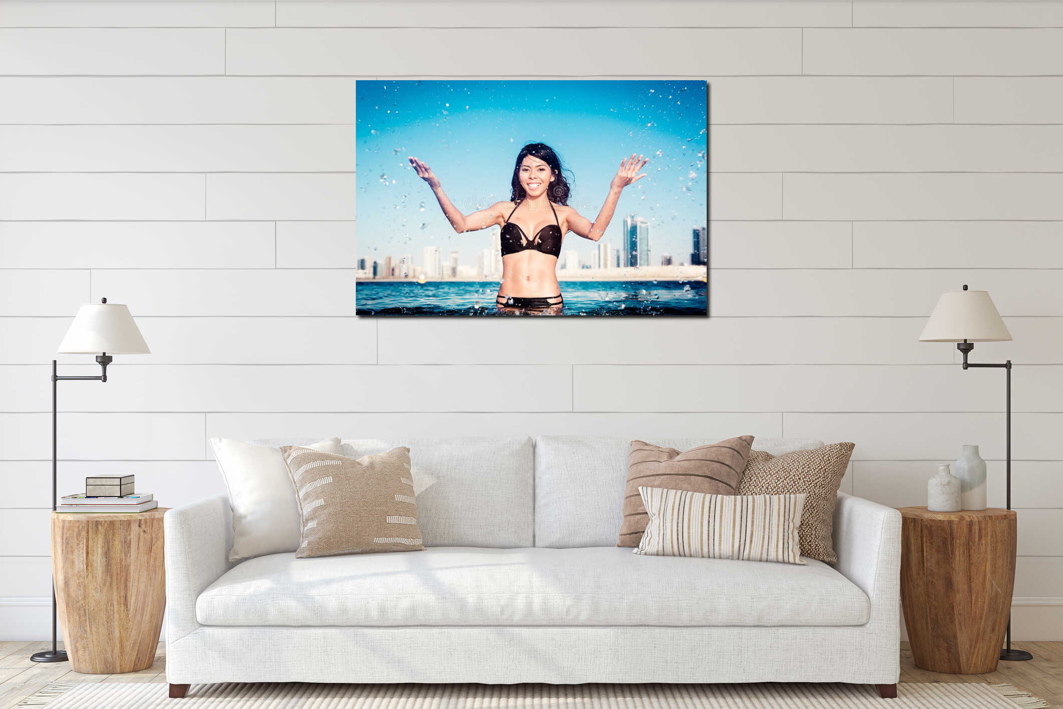 Canvas hanging interior mockup