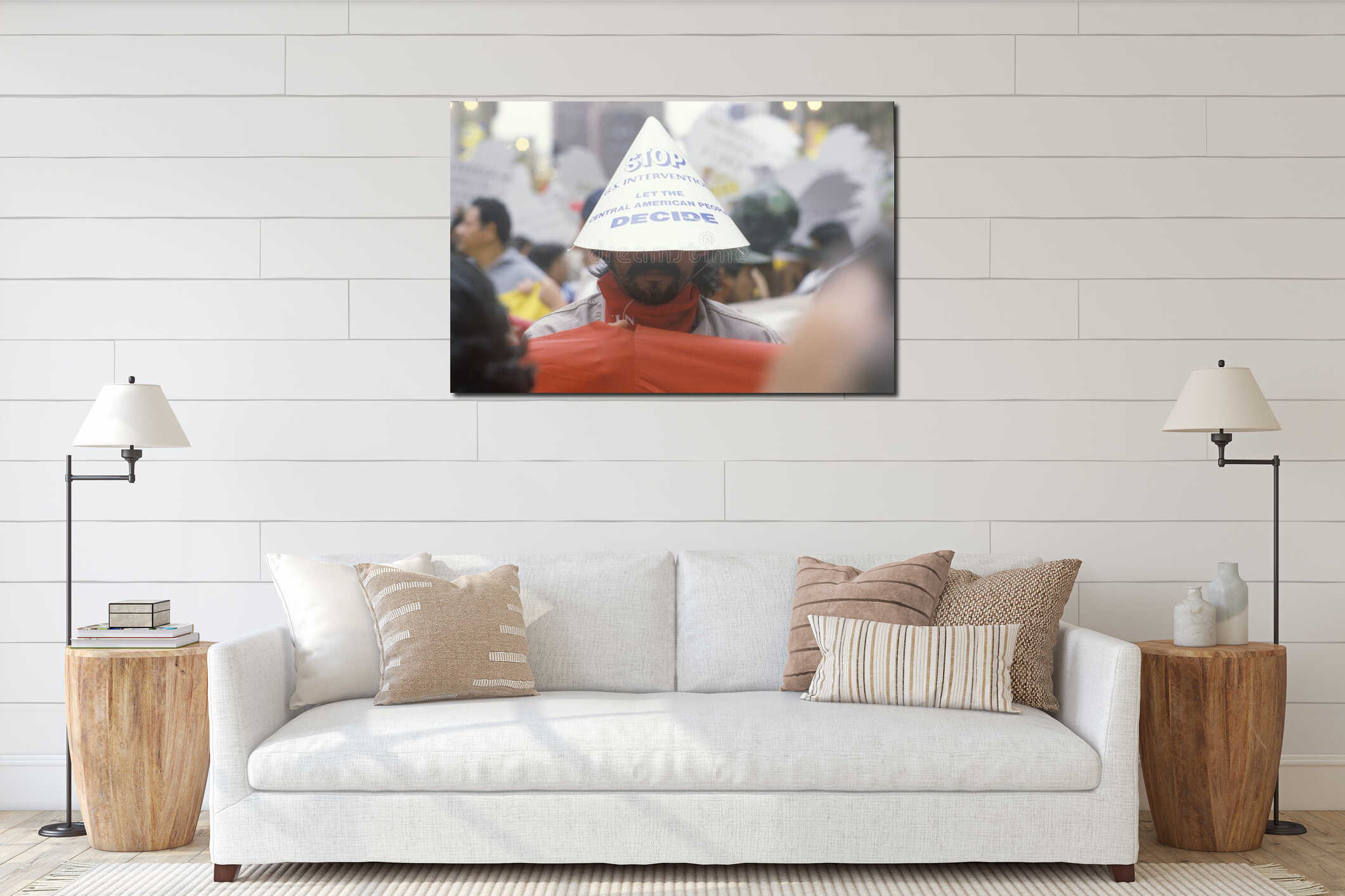 Canvas hanging interior mockup