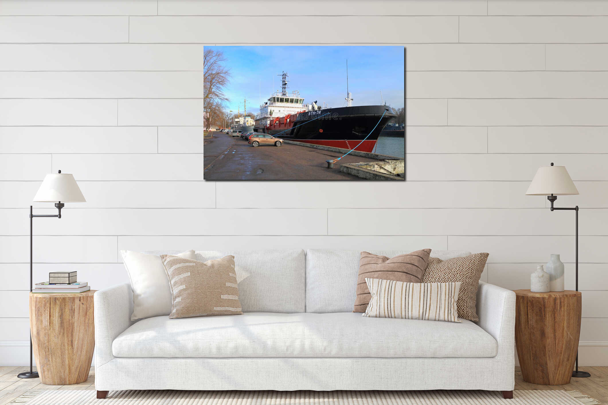 Canvas hanging interior mockup