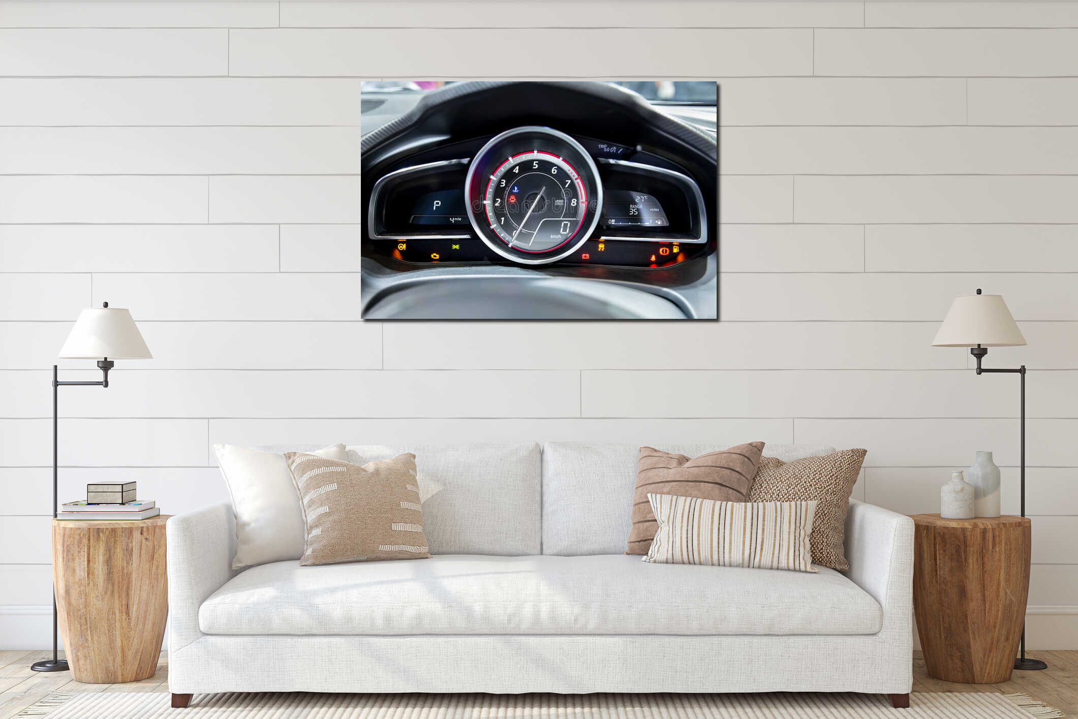 Canvas hanging interior mockup