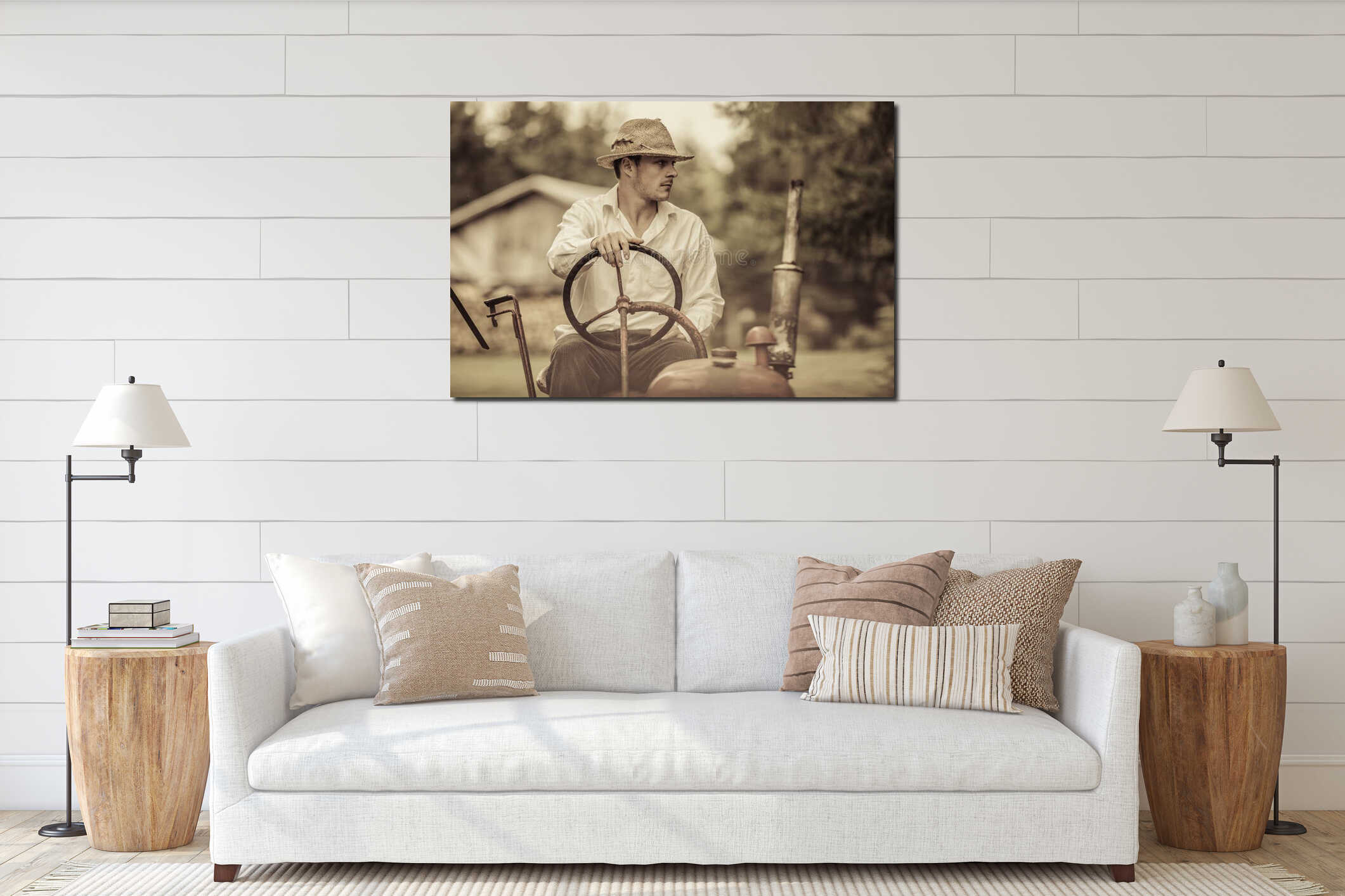 Canvas hanging interior mockup