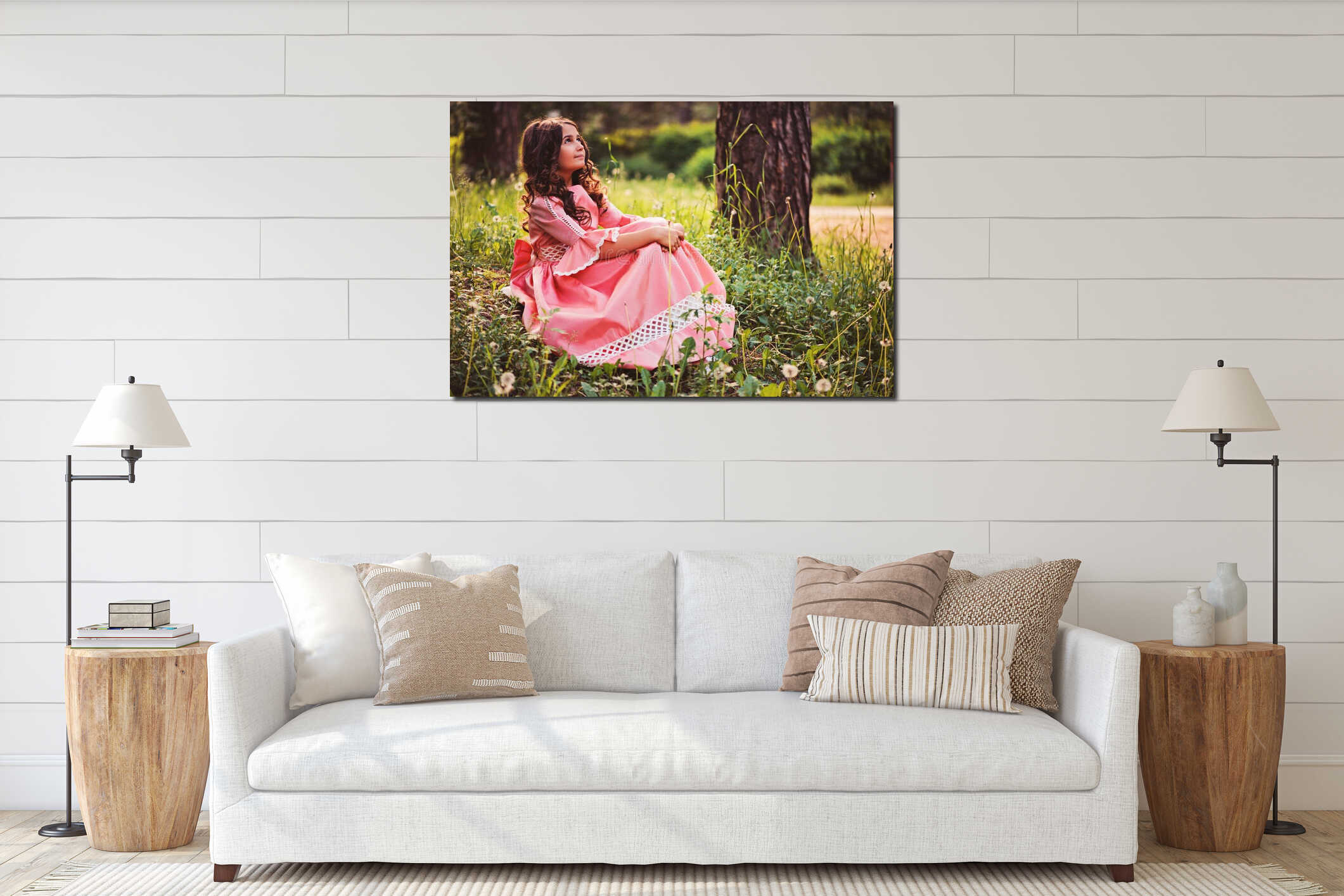 Canvas hanging interior mockup