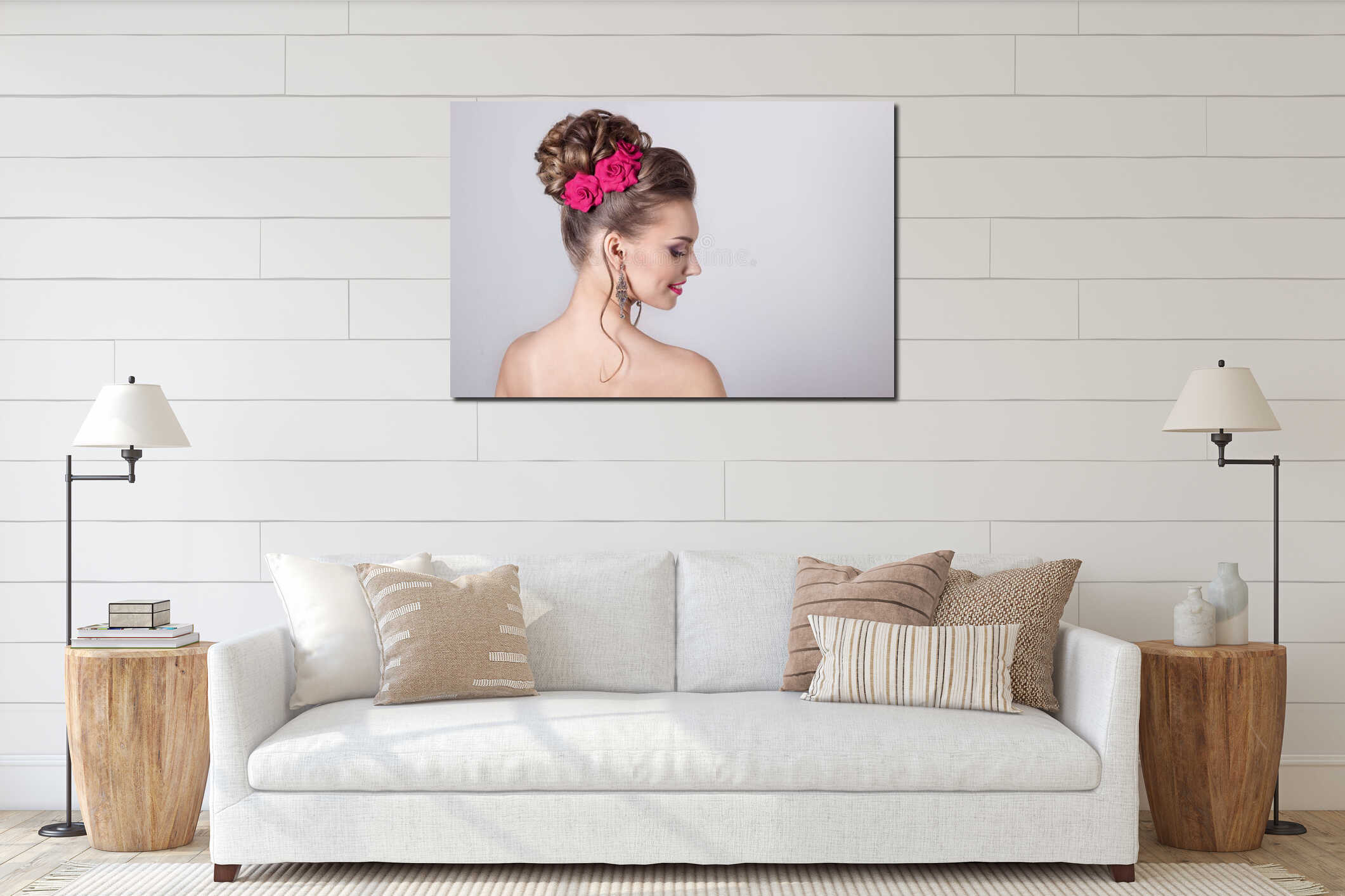 Canvas hanging interior mockup