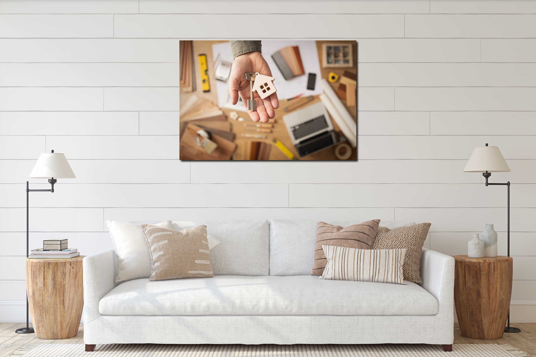 Canvas hanging interior mockup