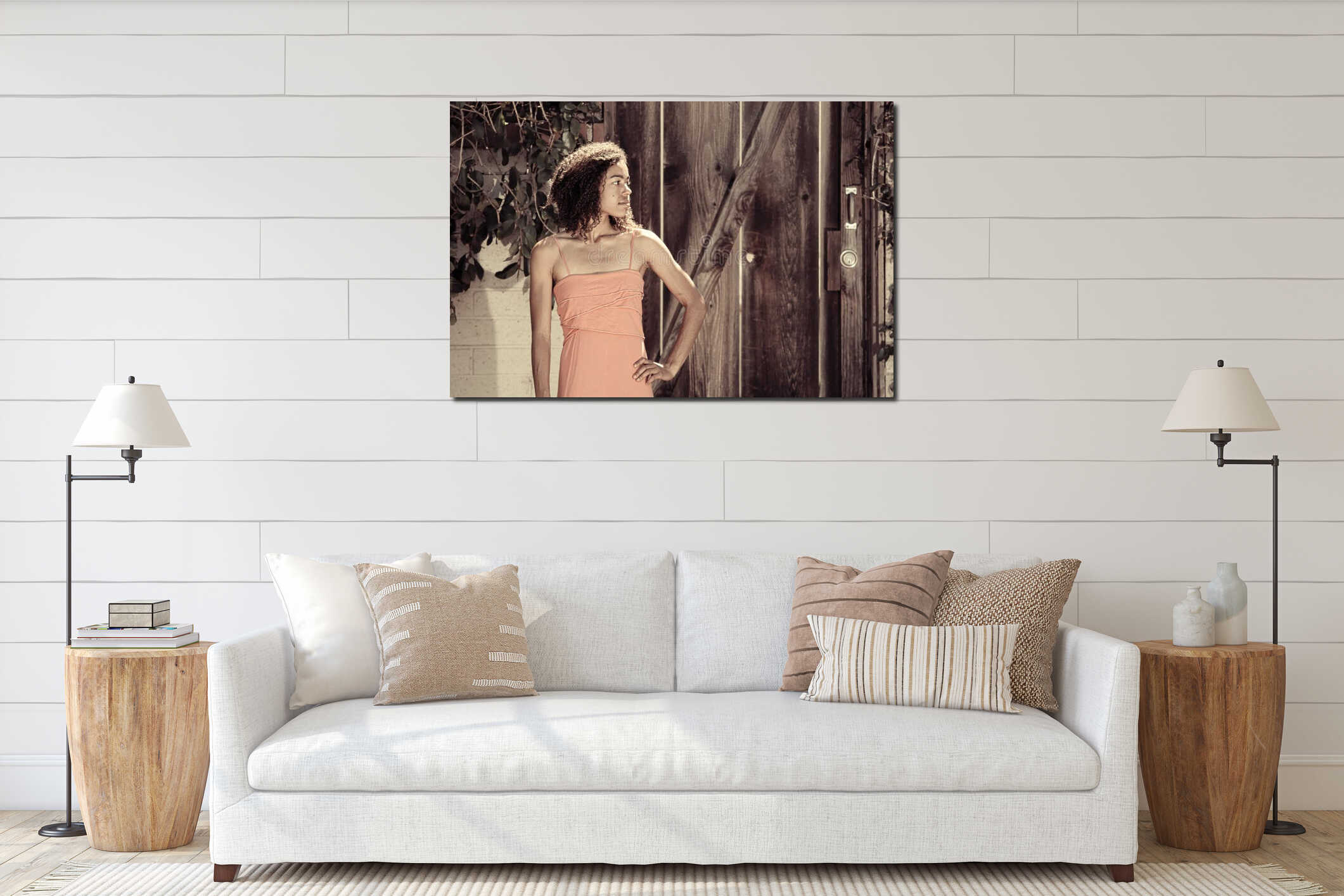 Canvas hanging interior mockup