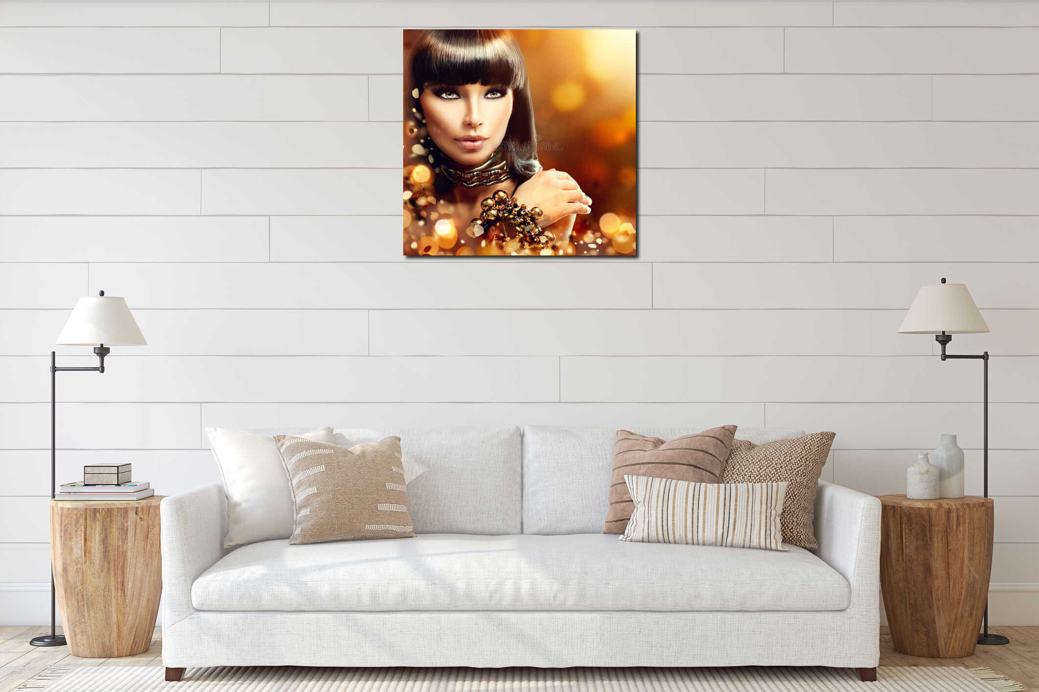 Canvas hanging interior mockup