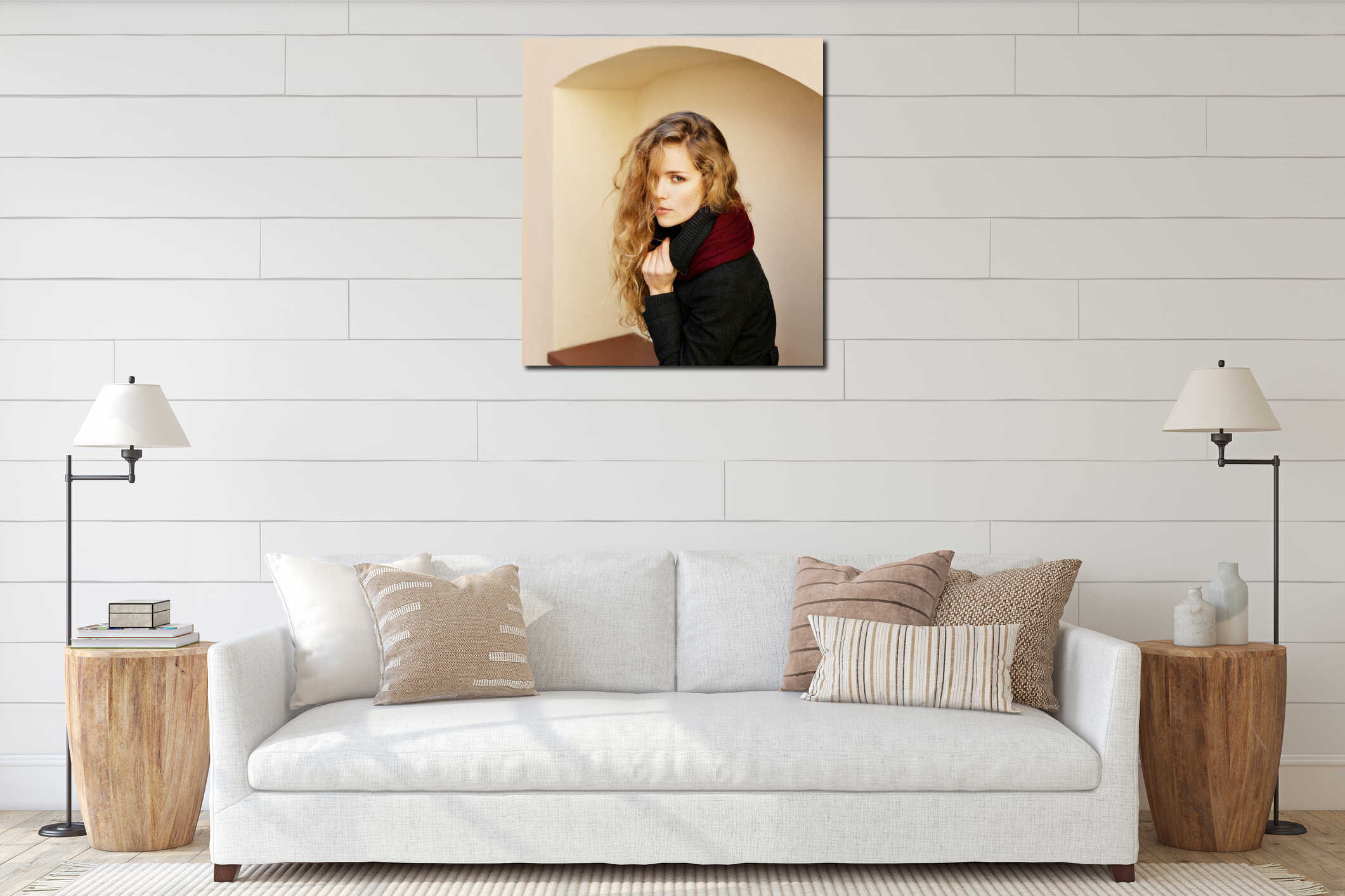 Canvas hanging interior mockup