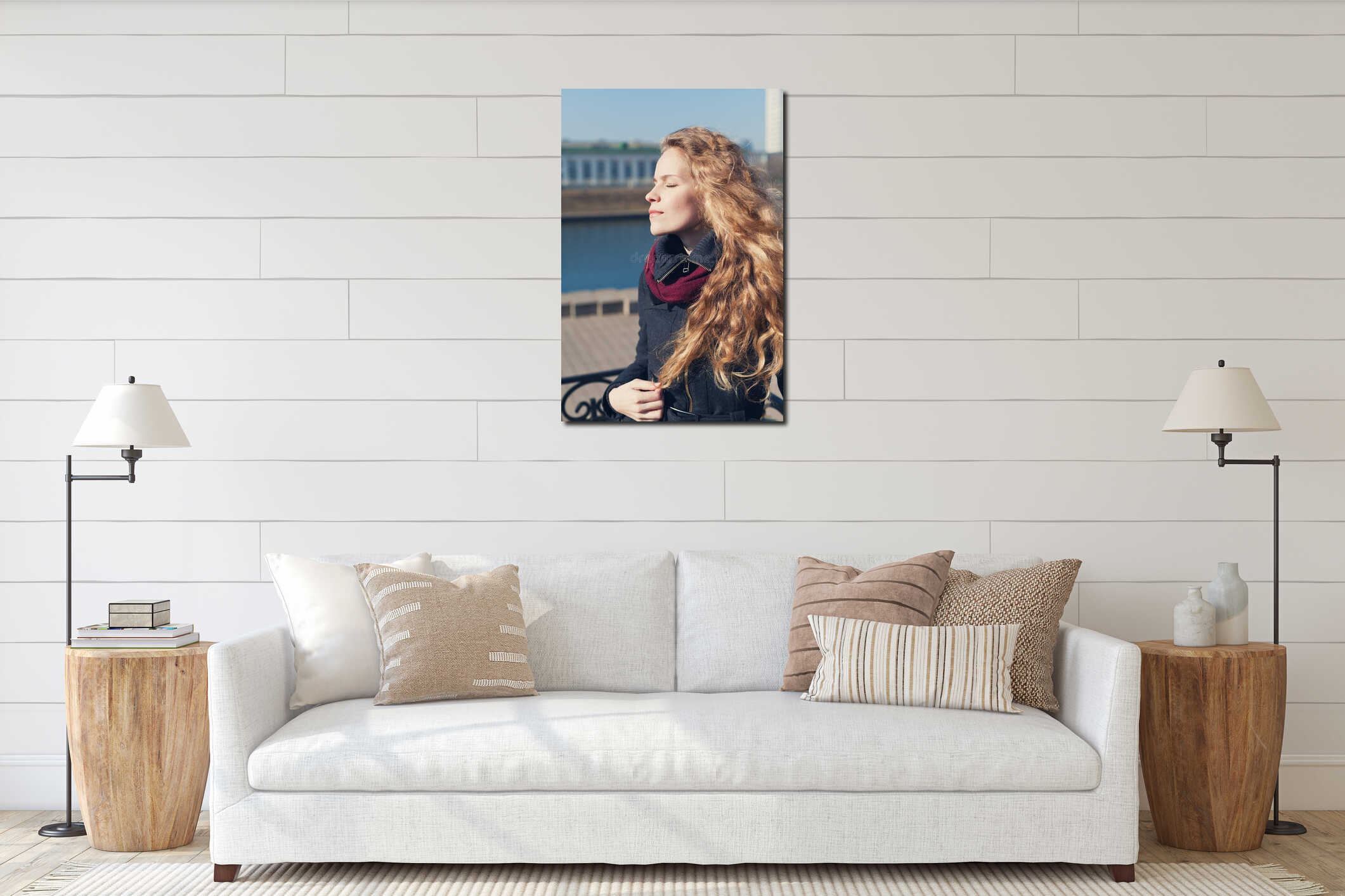 Canvas hanging interior mockup