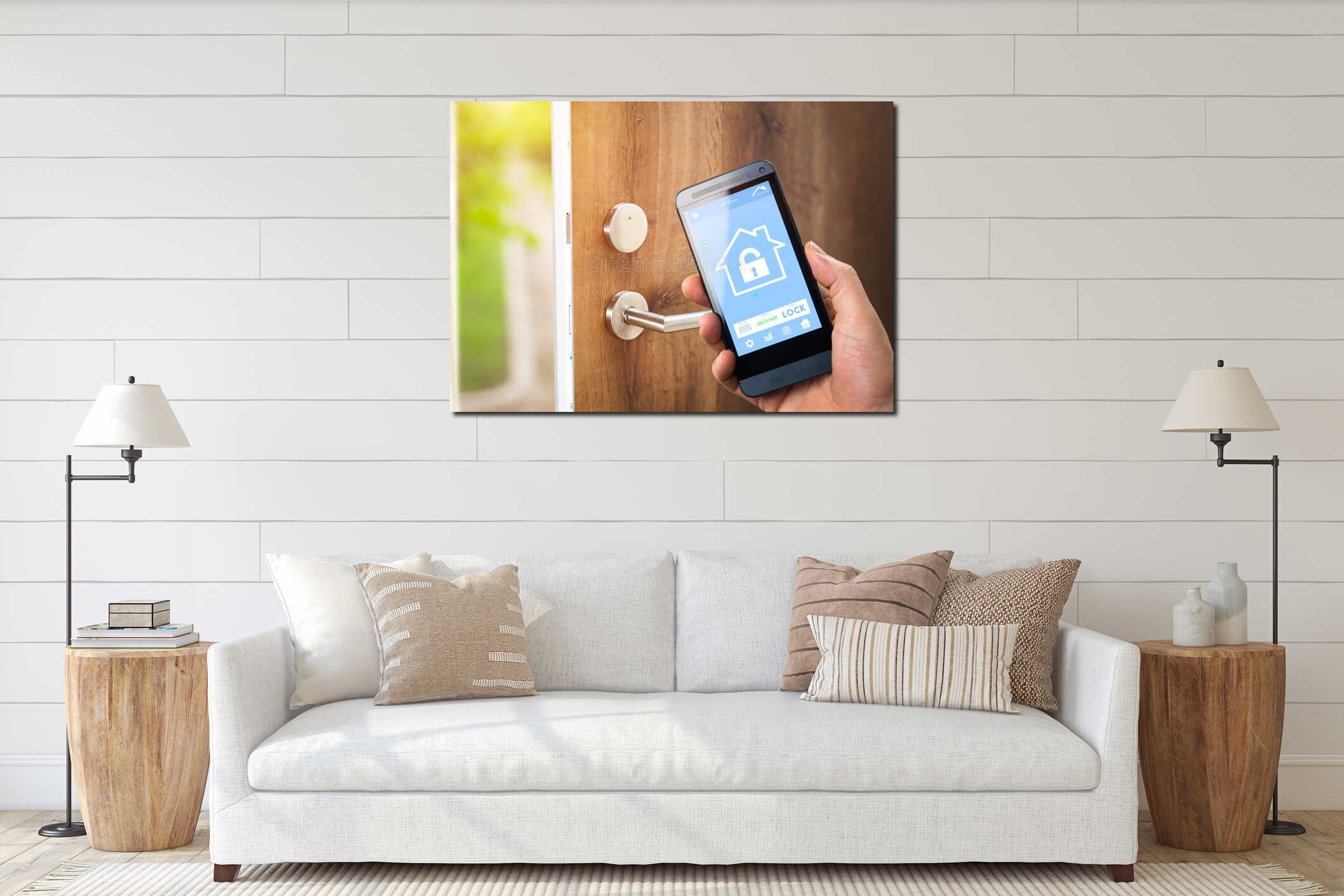Canvas hanging interior mockup