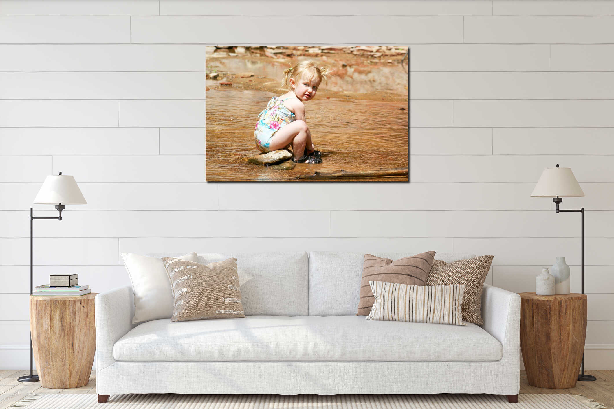 Canvas hanging interior mockup