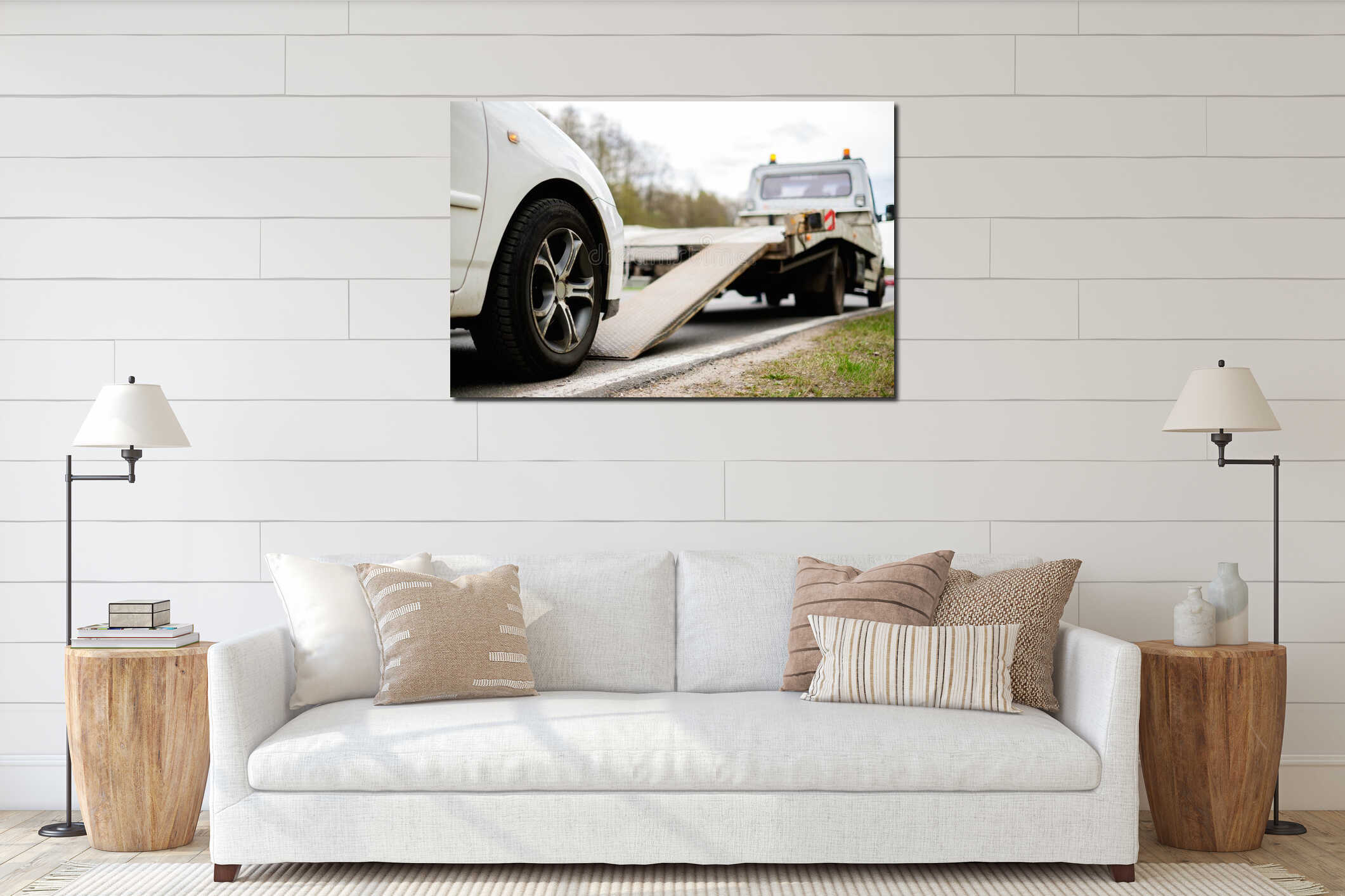 Canvas hanging interior mockup