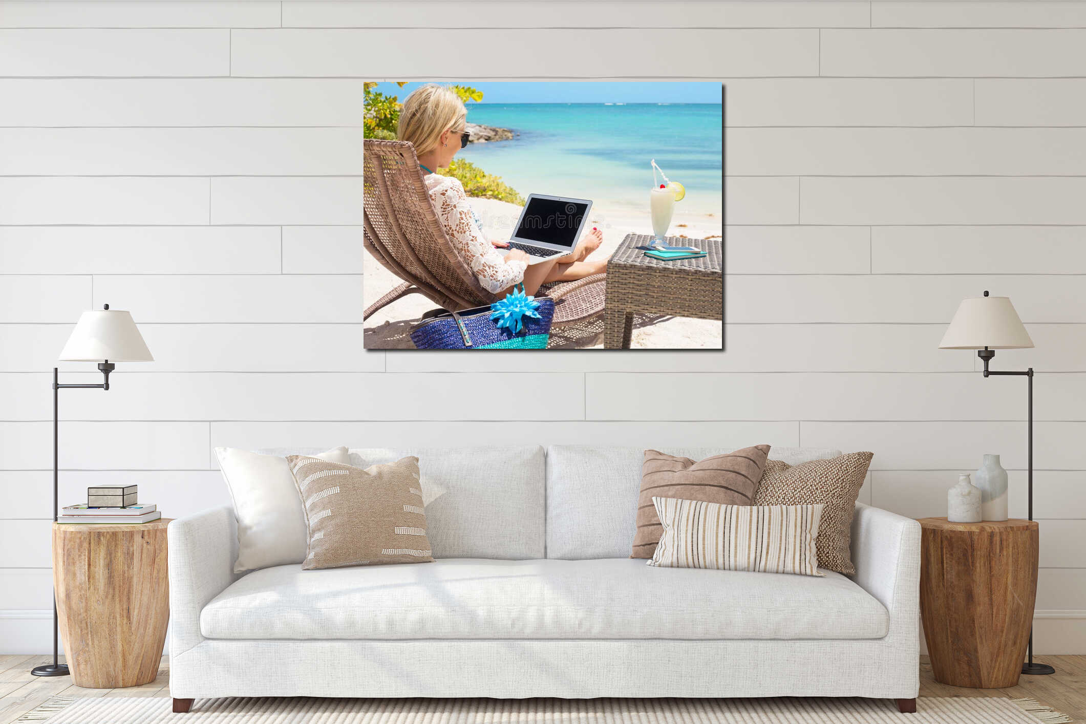 Canvas hanging interior mockup