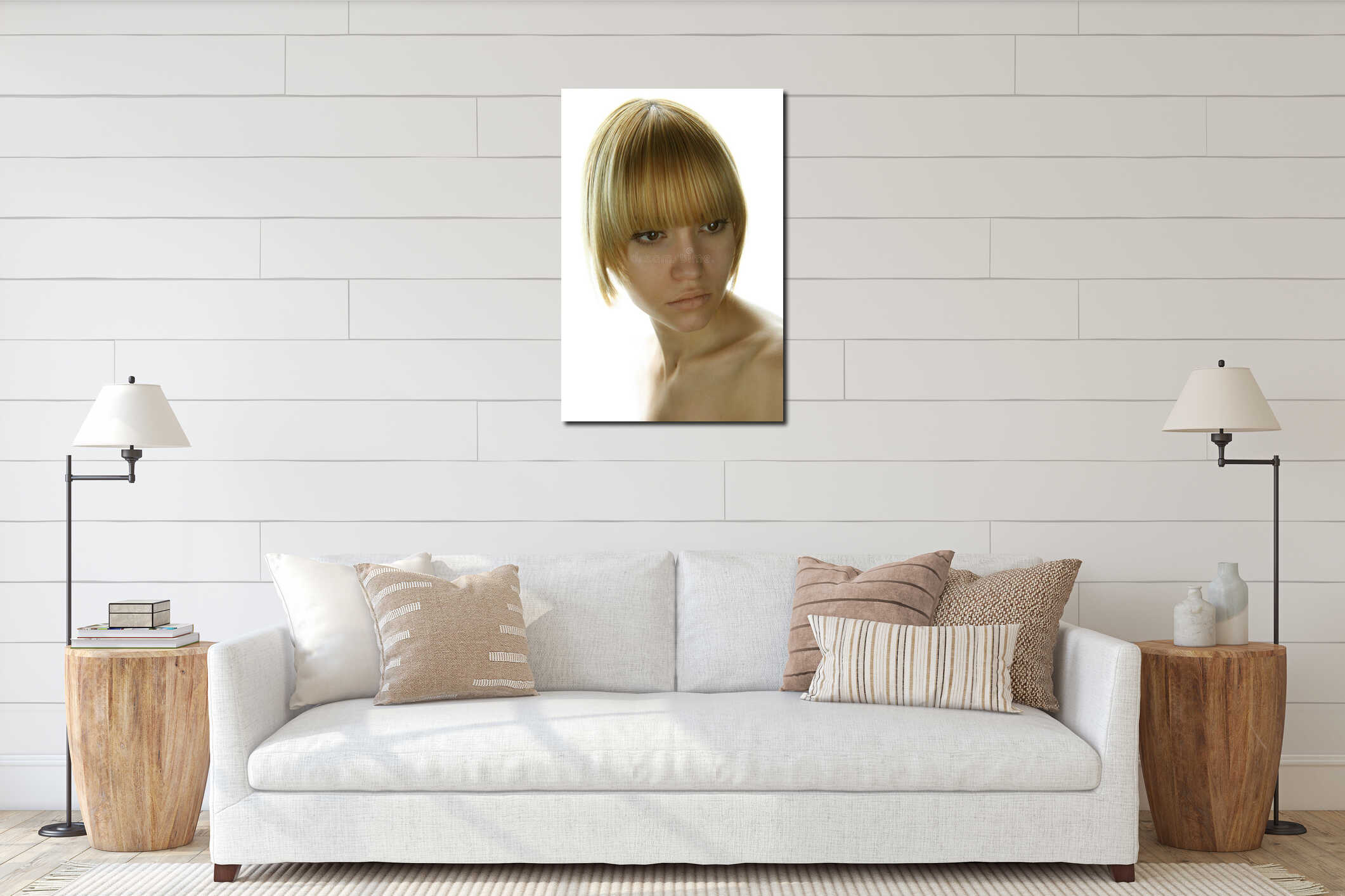 Canvas hanging interior mockup