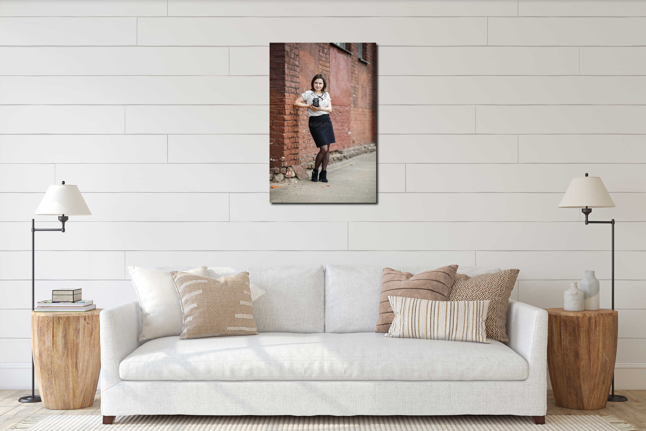 Canvas hanging interior mockup