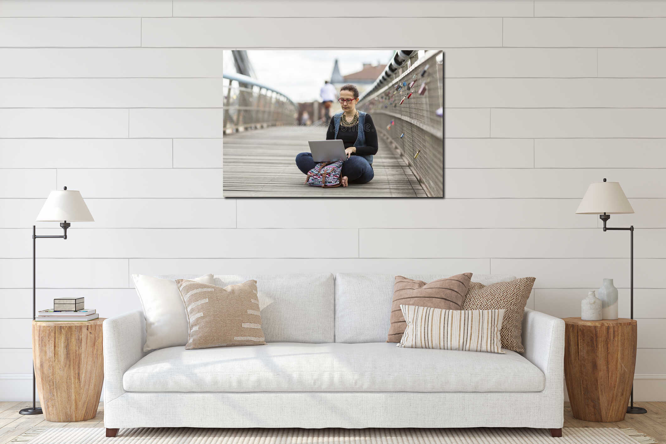 Canvas hanging interior mockup