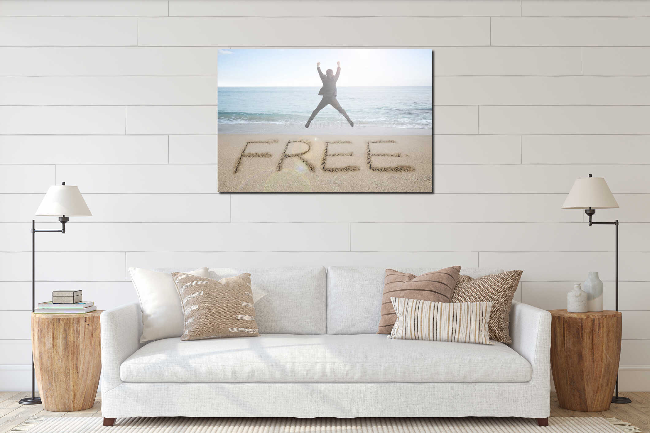 Canvas hanging interior mockup