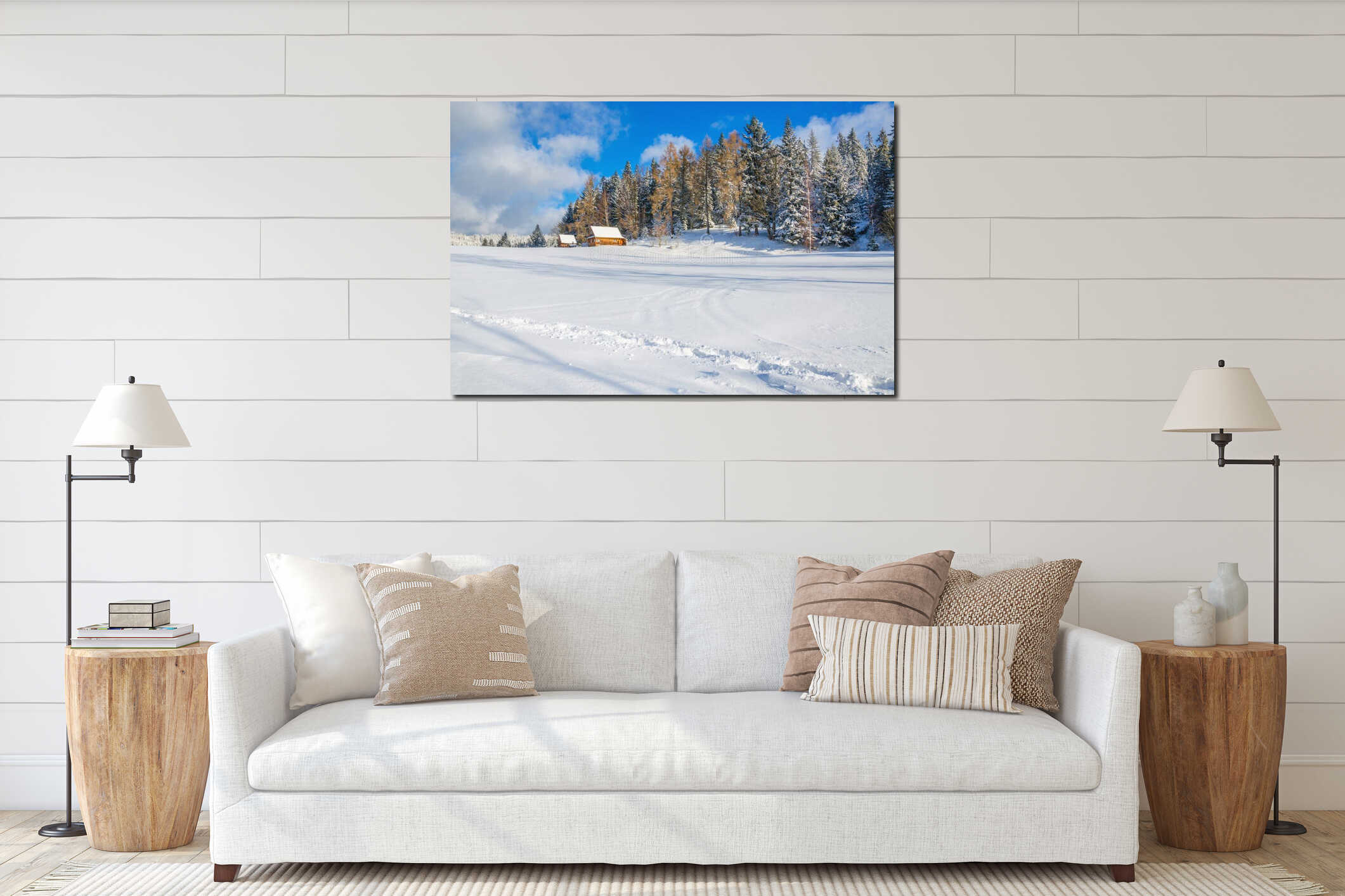 Canvas hanging interior mockup