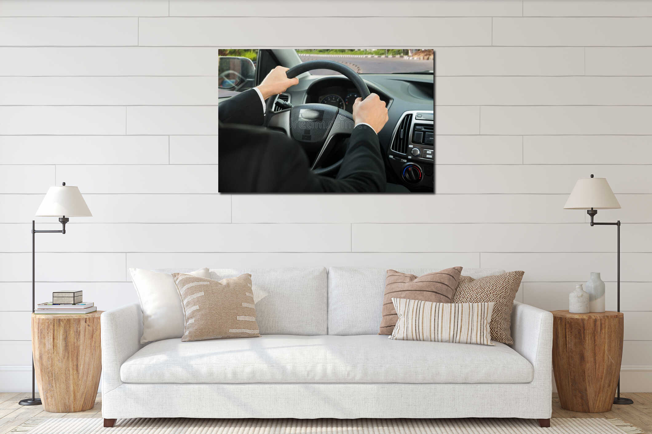 Canvas hanging interior mockup
