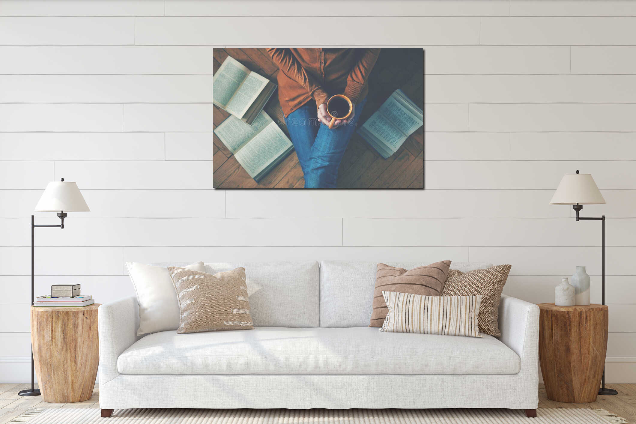 Canvas hanging interior mockup