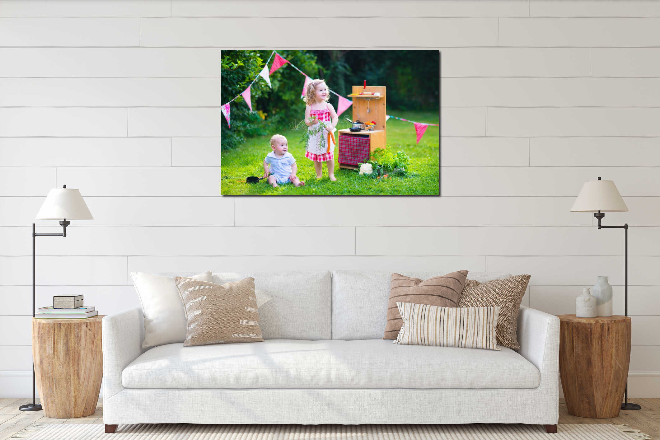 Canvas hanging interior mockup